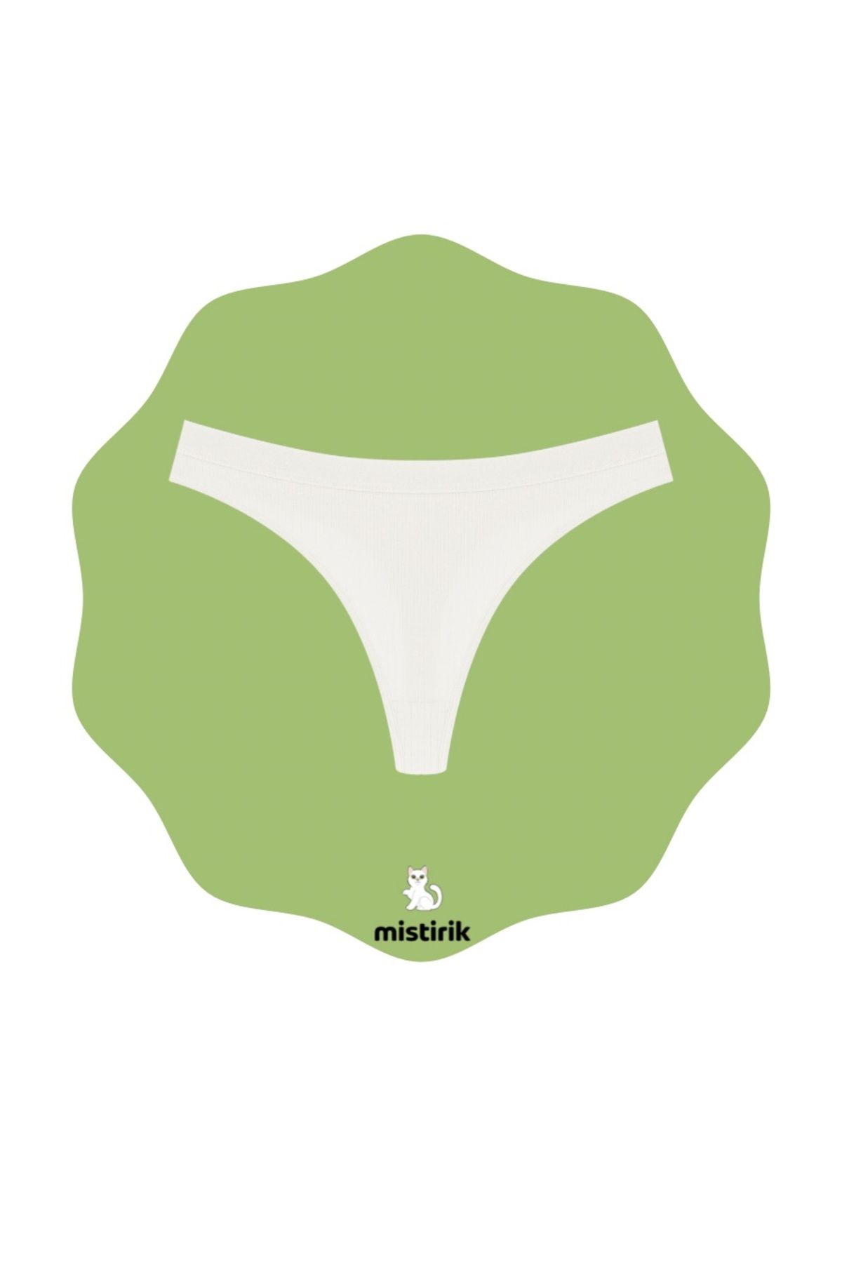 MİSTİRİK-Paulo Model Flexible Ribbed Soft Fabric Ecru String Panties 1