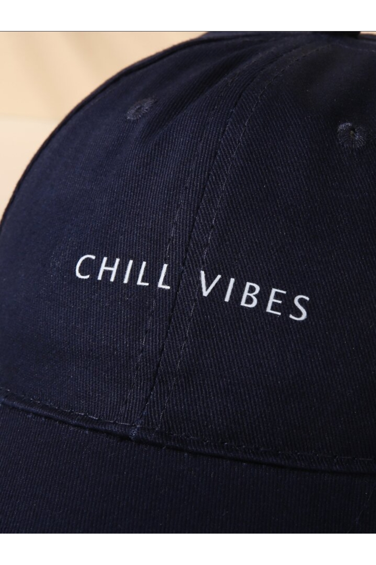 GYES  CHILL VIBES Baskılı Lacivert Sapka Unisex Klasık Model Ayarlanabilir çırtlı Şapka - Görsel 3
