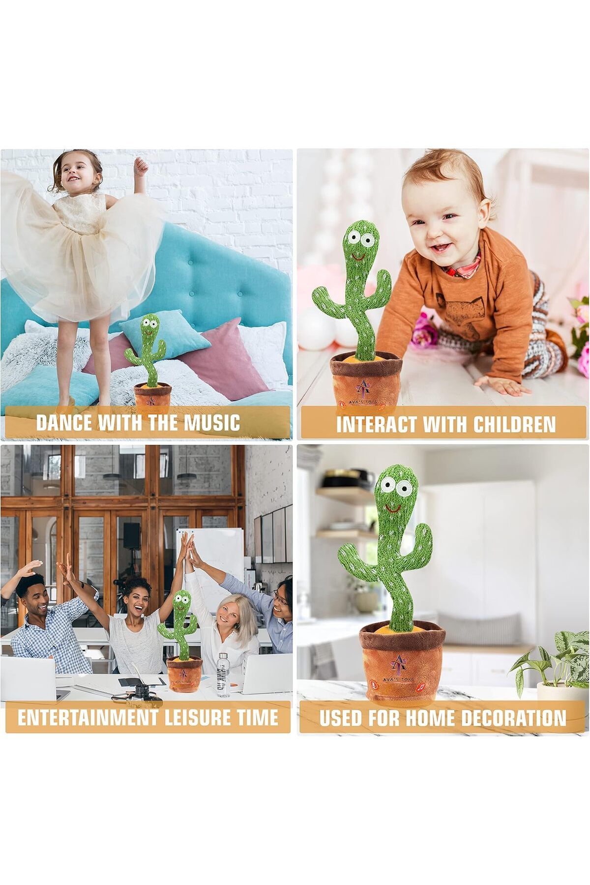 AWH-Dancing Cactus Toy – Singing, Talking, and Voice-Recording Plush Toy That Repeats What You Say. 5