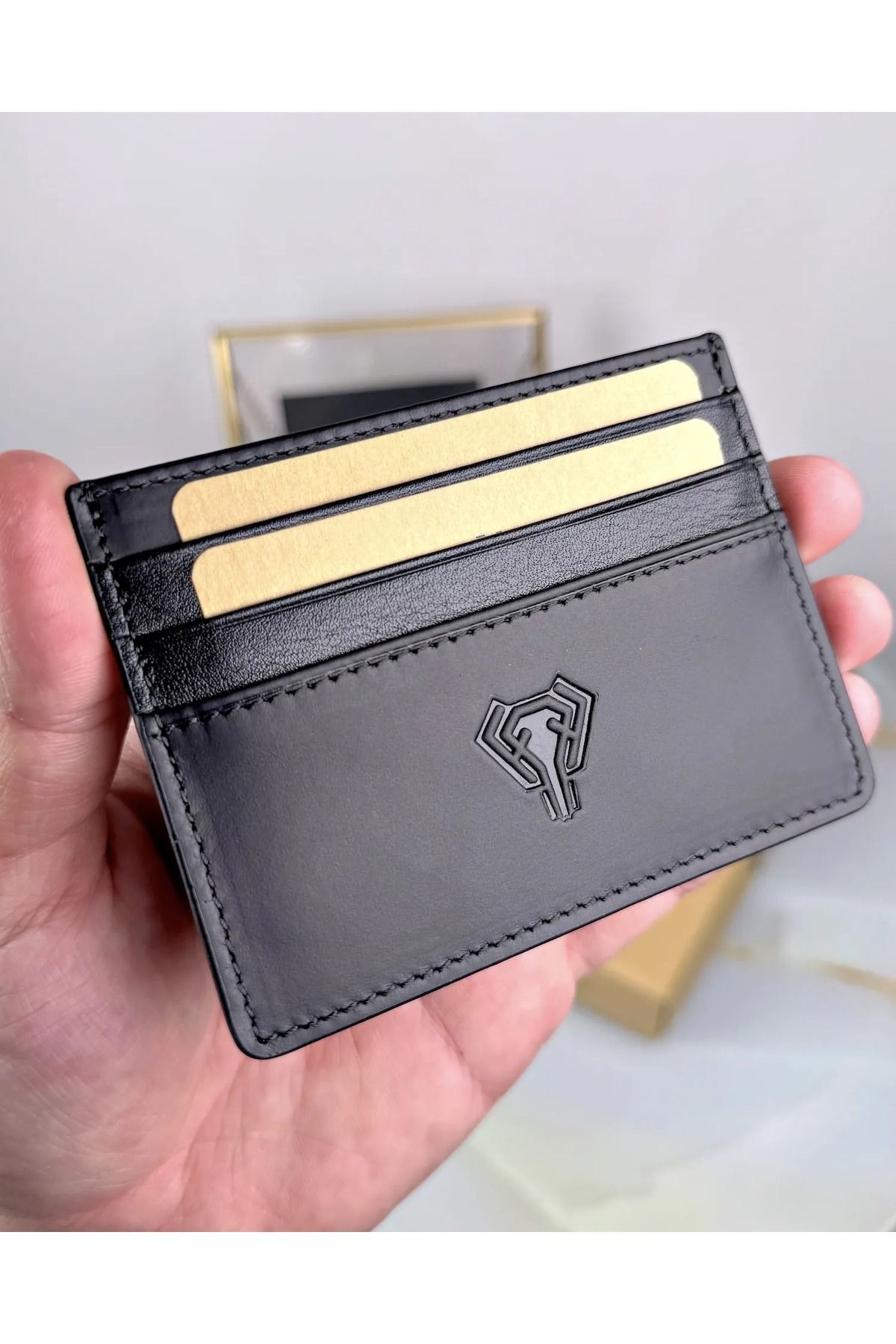 Fil Deri-Premium Genuine Leather Men'S-Women's Card Holder Slim Black Wallet-Special Boxed 5