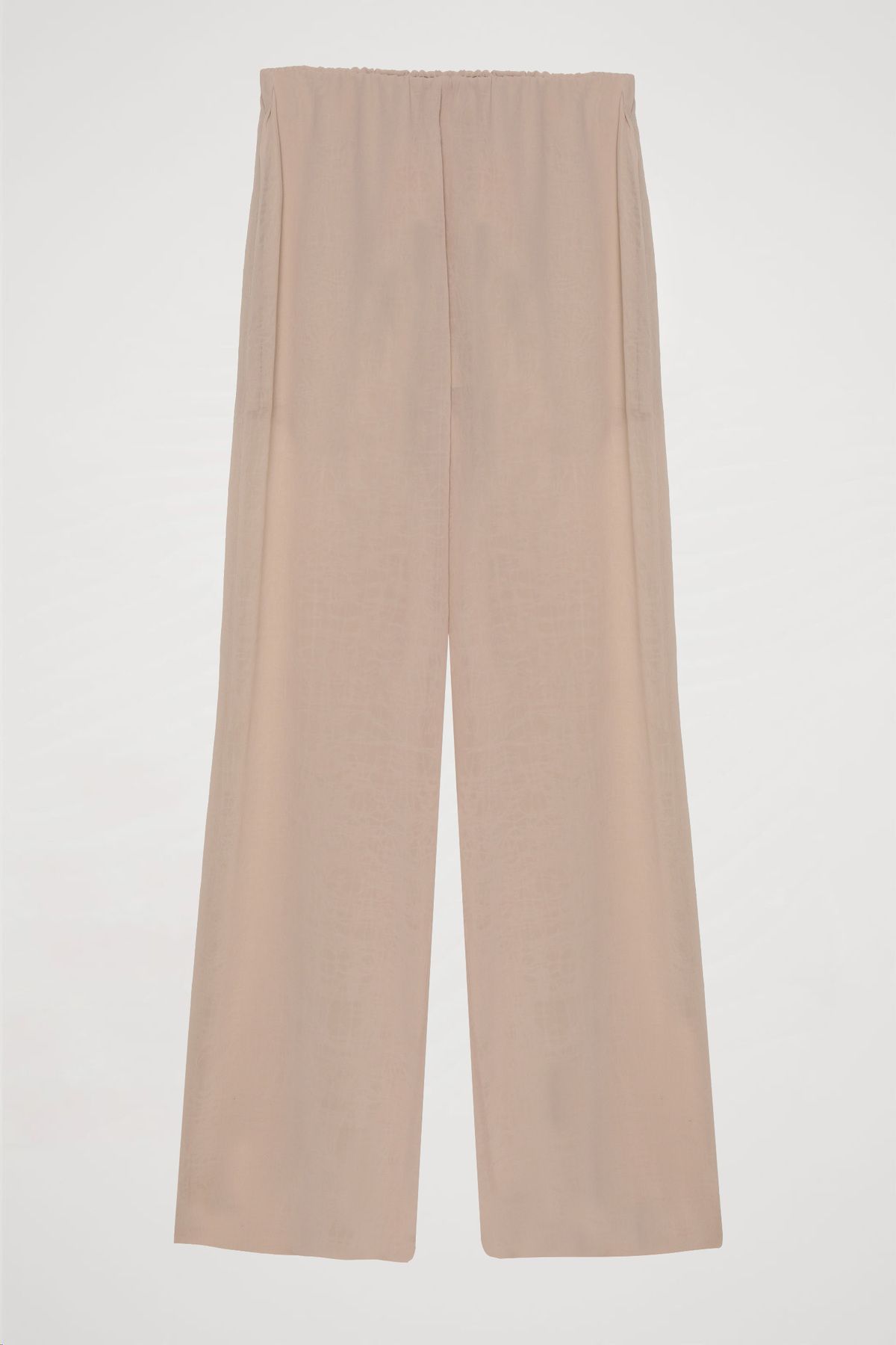 Quzu-Beige Colored Side Zipper Wide Leg Trousers 2
