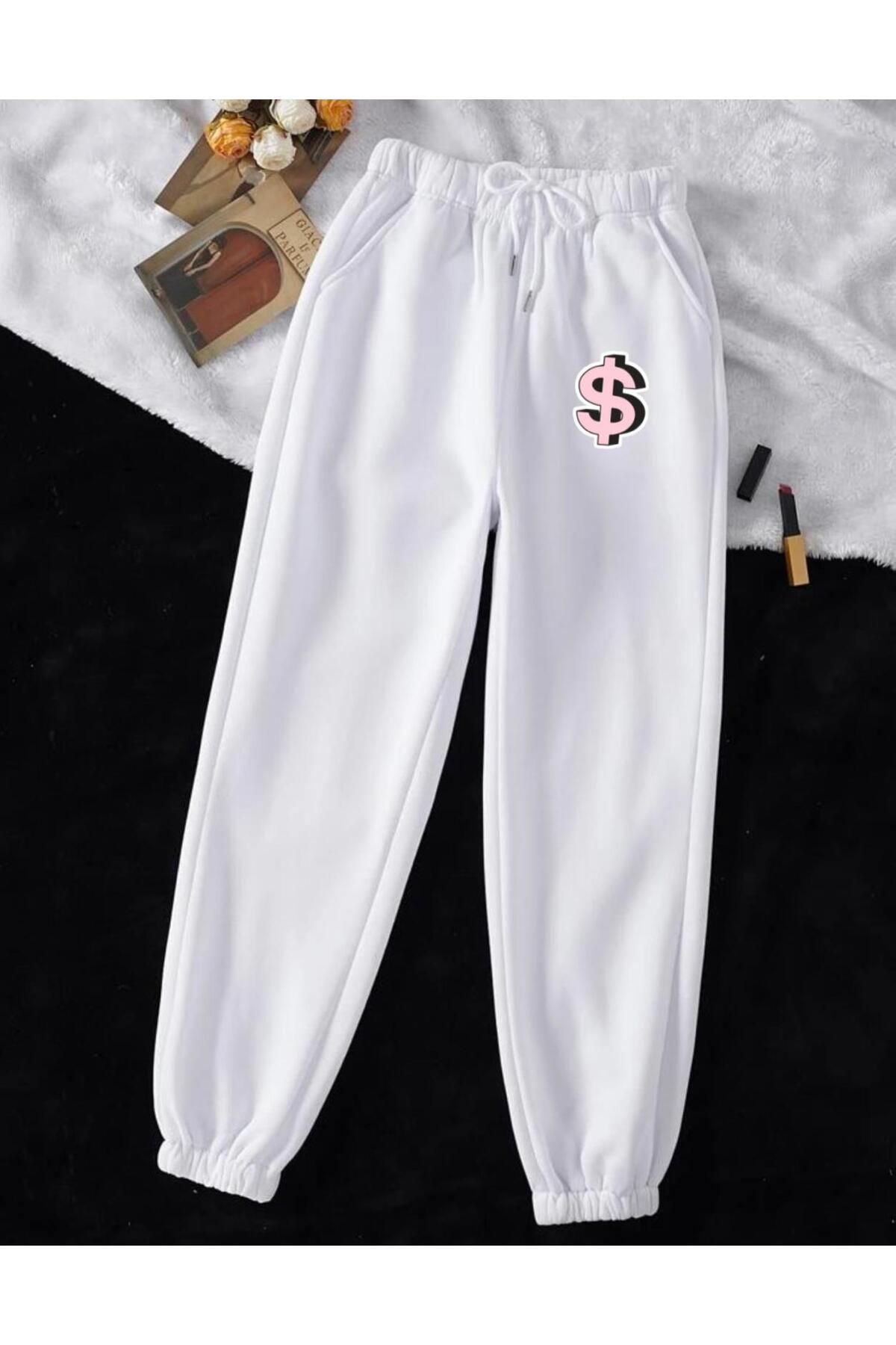 RPT MODA Pantalon De Jogger Imprimat Dollar, Cu Buzunare Elastice, Cu Buzunare Femeie - L
