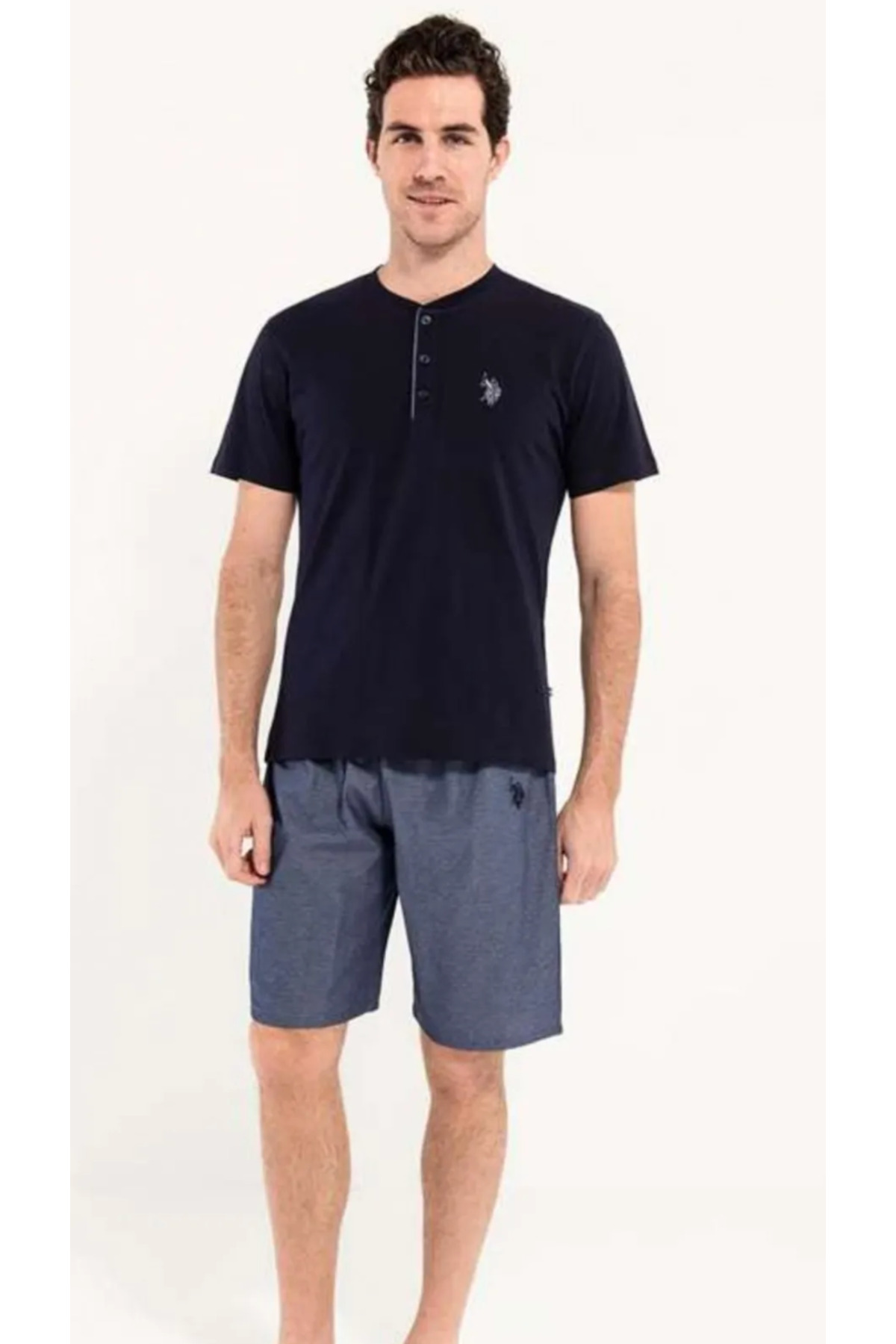 ست پیژامه و لباس خواب مردانه یقه مردانه | یو اس پولو U.S. Polo Assn. Slendos-12SLNDS000 TR - تصویر 3