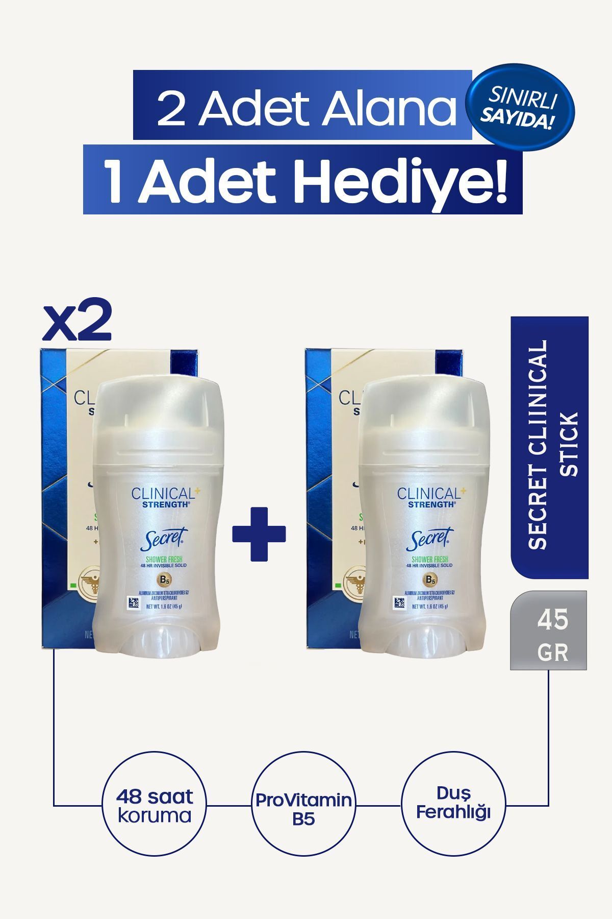 Secret Shower Fresh Duş Ferahlığı 45x3 Ml Hediyeli 3'lü Set Sınırlı Stok