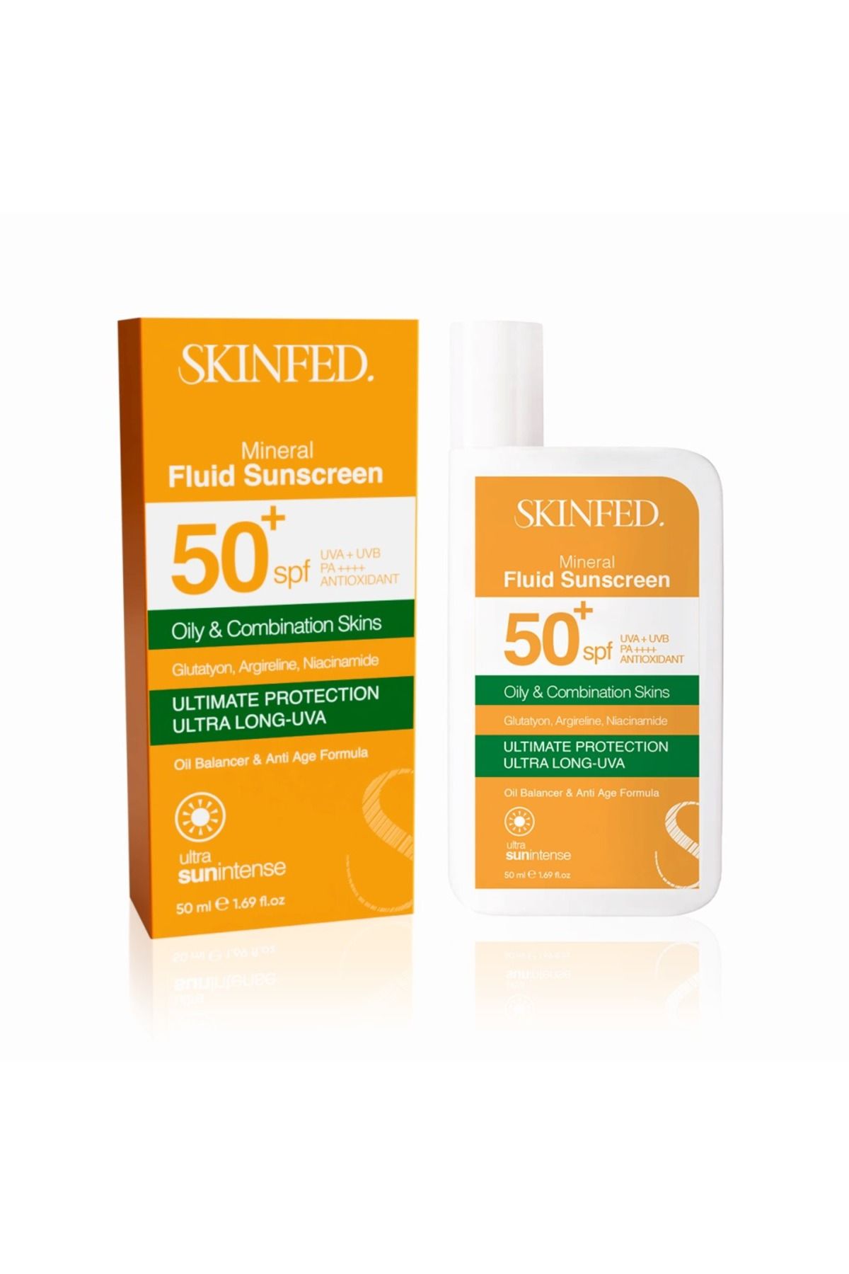 SKINFED. SKINFED KARMA VE YAĞLI CİLTLER İÇİN MİNERAL FİLTRELİ GÜNEŞ KREMİ 50 ML.