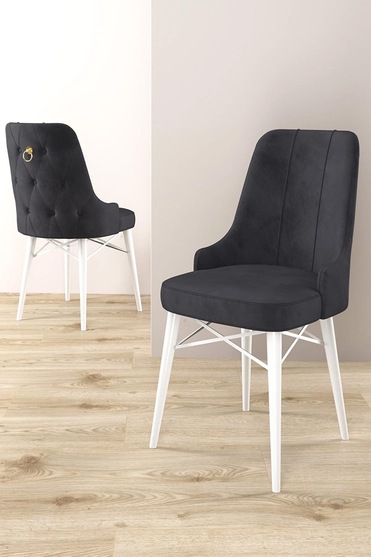 Mona Serisi Beyaz 80x132 Açılabilir Mdf Mutfak Masası Takımı 4 Adet Antrasit Sandalye+1 Bench-3