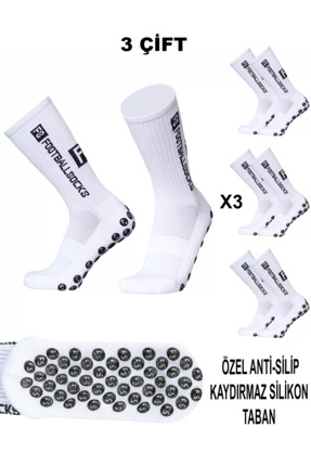 GAZELMANYA 3 Çift Kaydırmaz Silikon Tabanlı Futbol Çorabı Kauçuk Havlu Taban ...