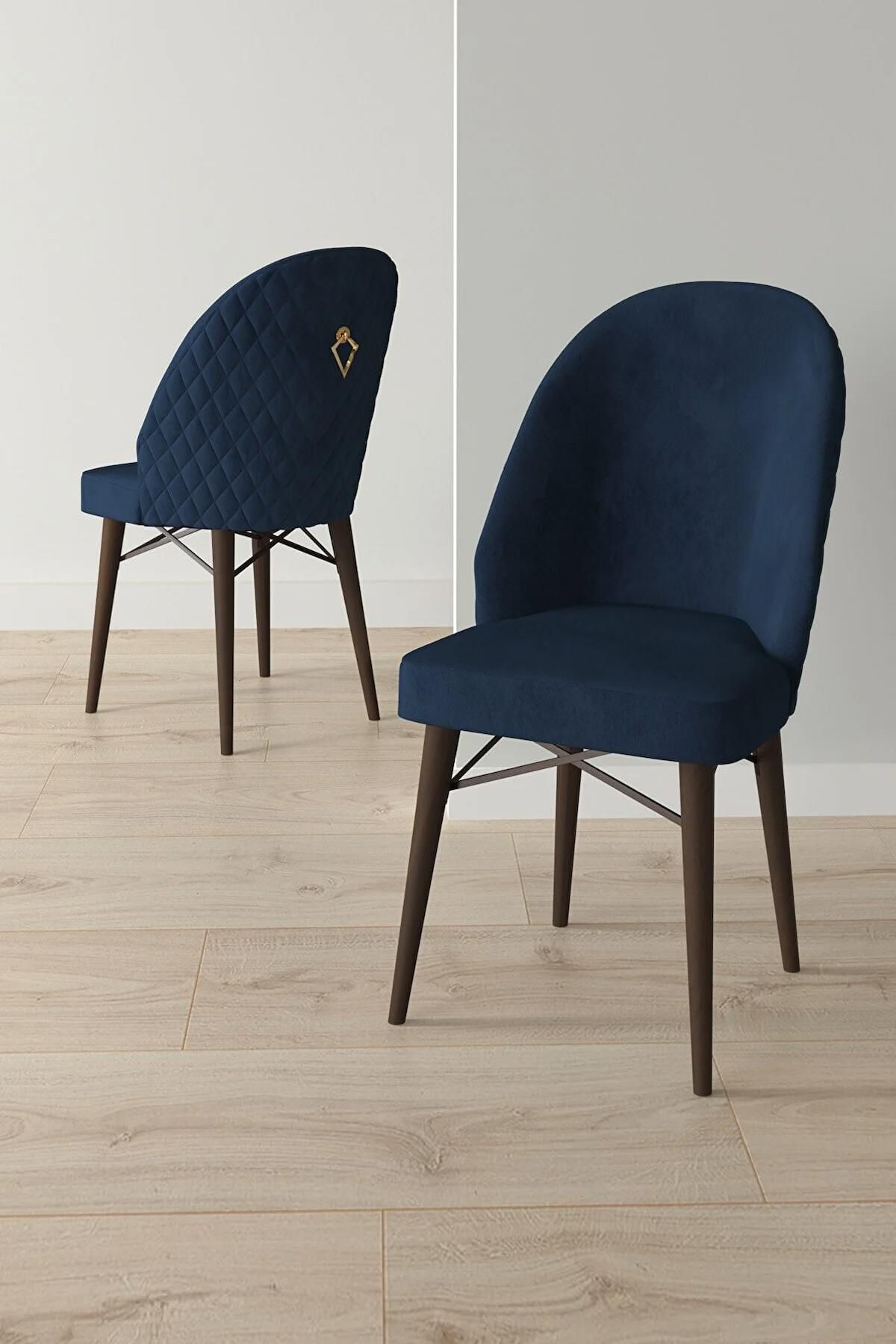 Liora Serisi Meşe 70x114 Açılabilir Mdf Mutfak Masası Takımı 4 Adet Lacivert Sandalye-3