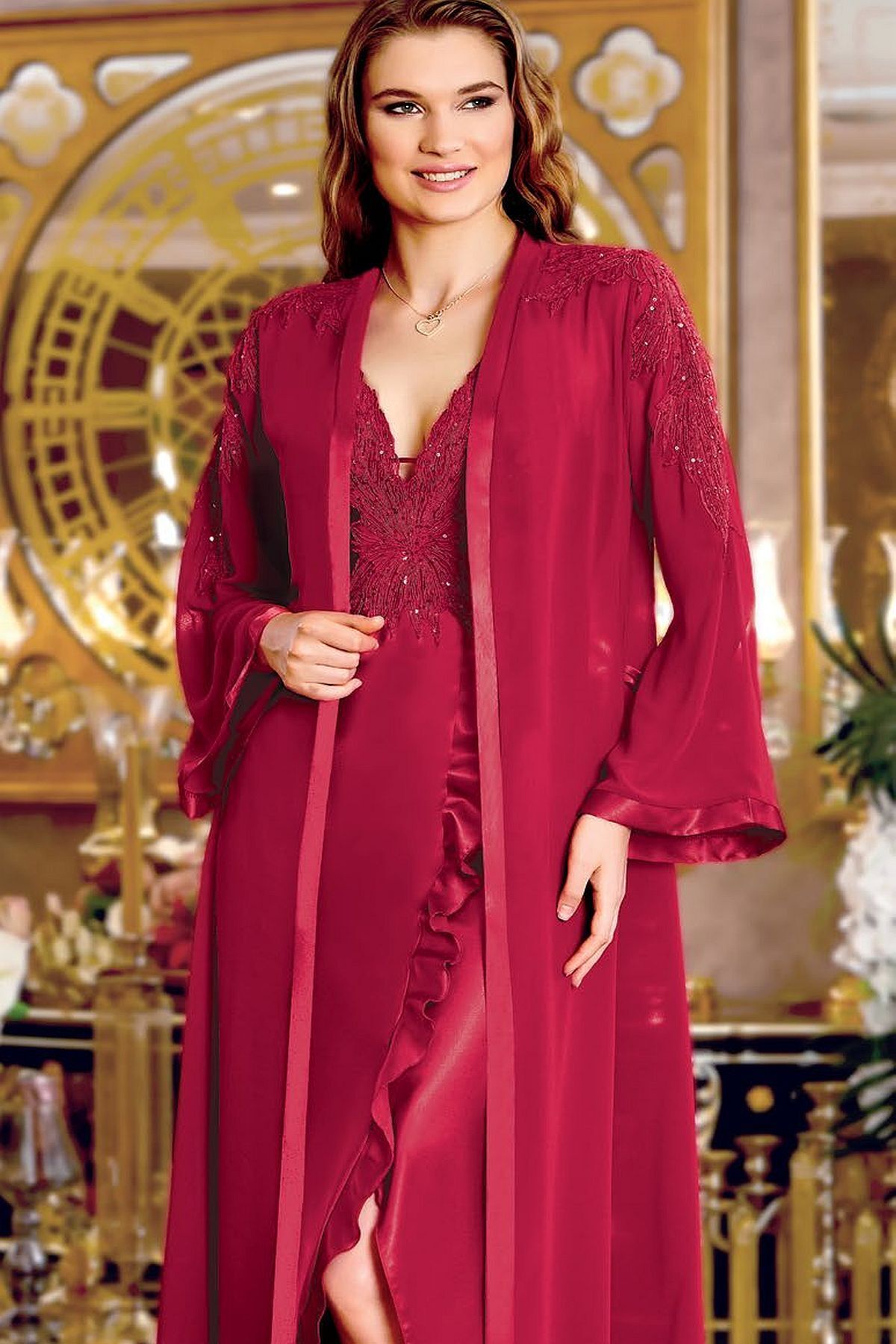 Jeremi 245 Çeyizlik Saten 6'lı Set-bordo