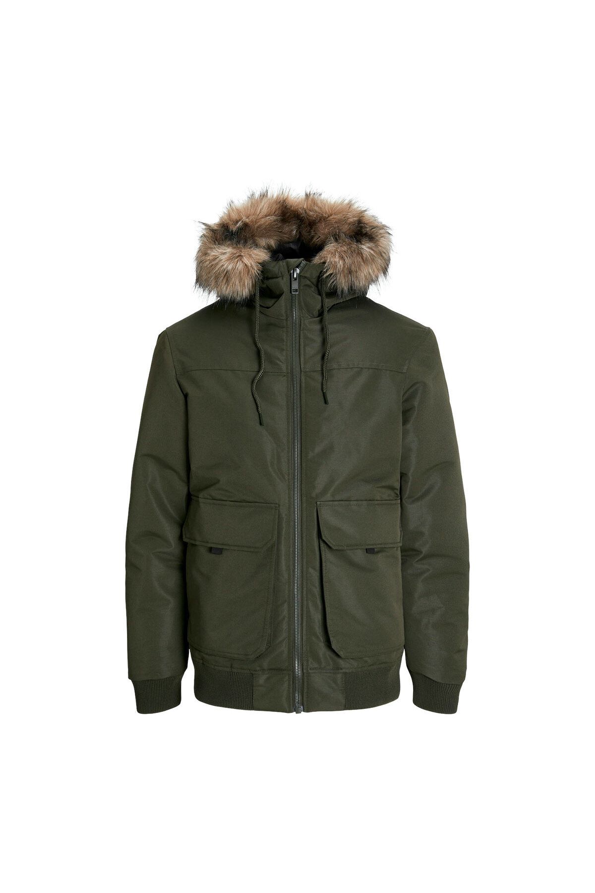 کاپشن جک اند جونز JJCONSTRUCT FAUX FUR BOMB