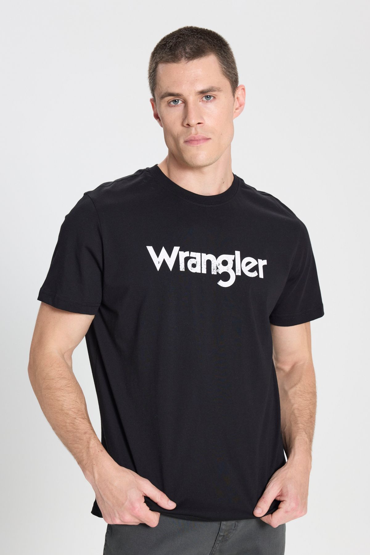 WRANGLER-Logo fekete férfi nyakú póló 1