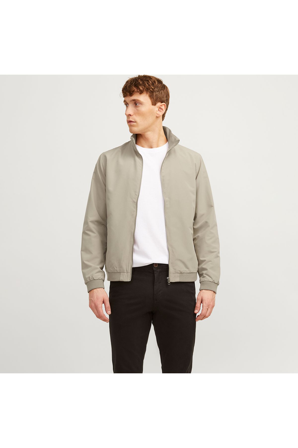ژاکت یقه ایستاده بژ مردانه Jack&Jones Rush Harrington Bomber Jack & Jones