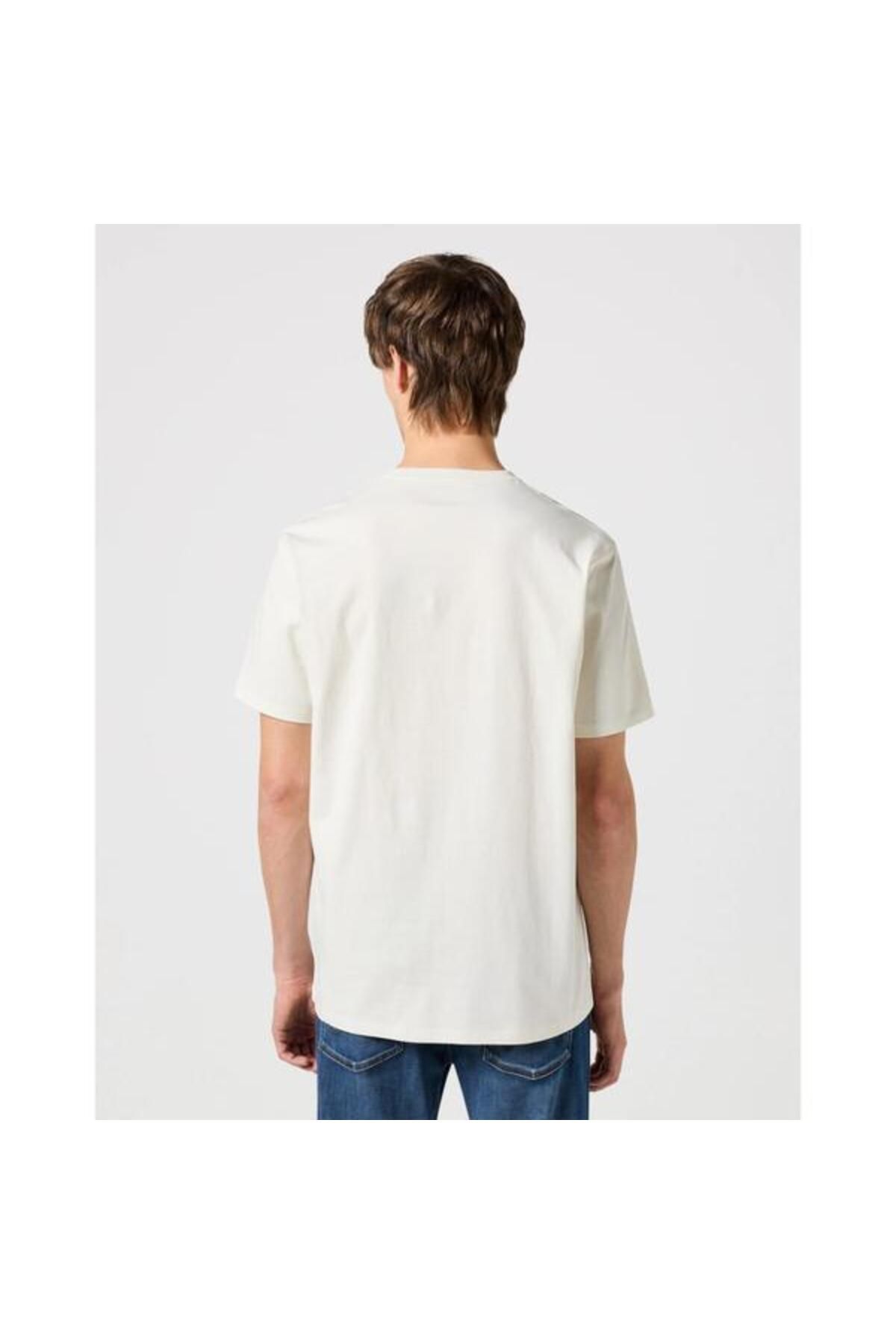 تی شرت سفید مردانه یقه دوچرخه شکسته W7NM20387742L Wrangler