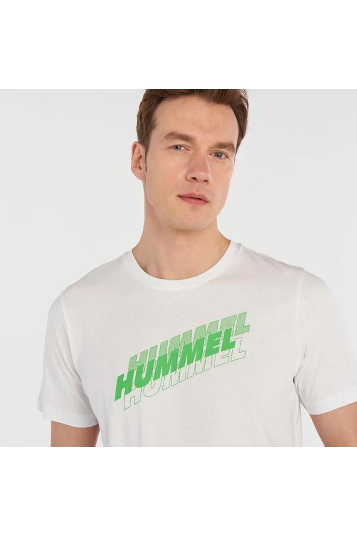 hummel-Erkek T-shirt Beyaz 911961-9001 Graphıc Trıple Logo Cotton Tee 6