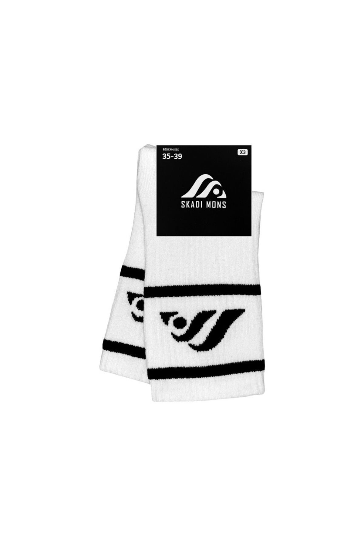 Skadi Mons-Logo Tennis 2 Pack Unisex White Socks 2