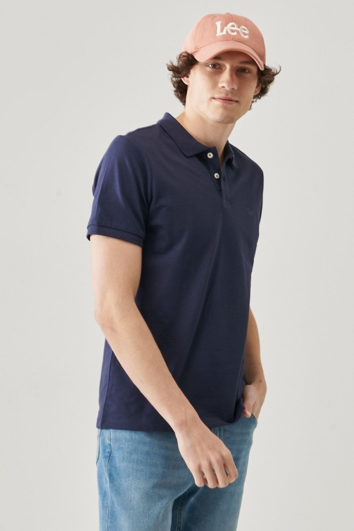 تی شرت یقه پولو آبی مردانه به طور منظم مناسب برش طبیعی چوگان 100 ٪ پنبه T shirt Lee