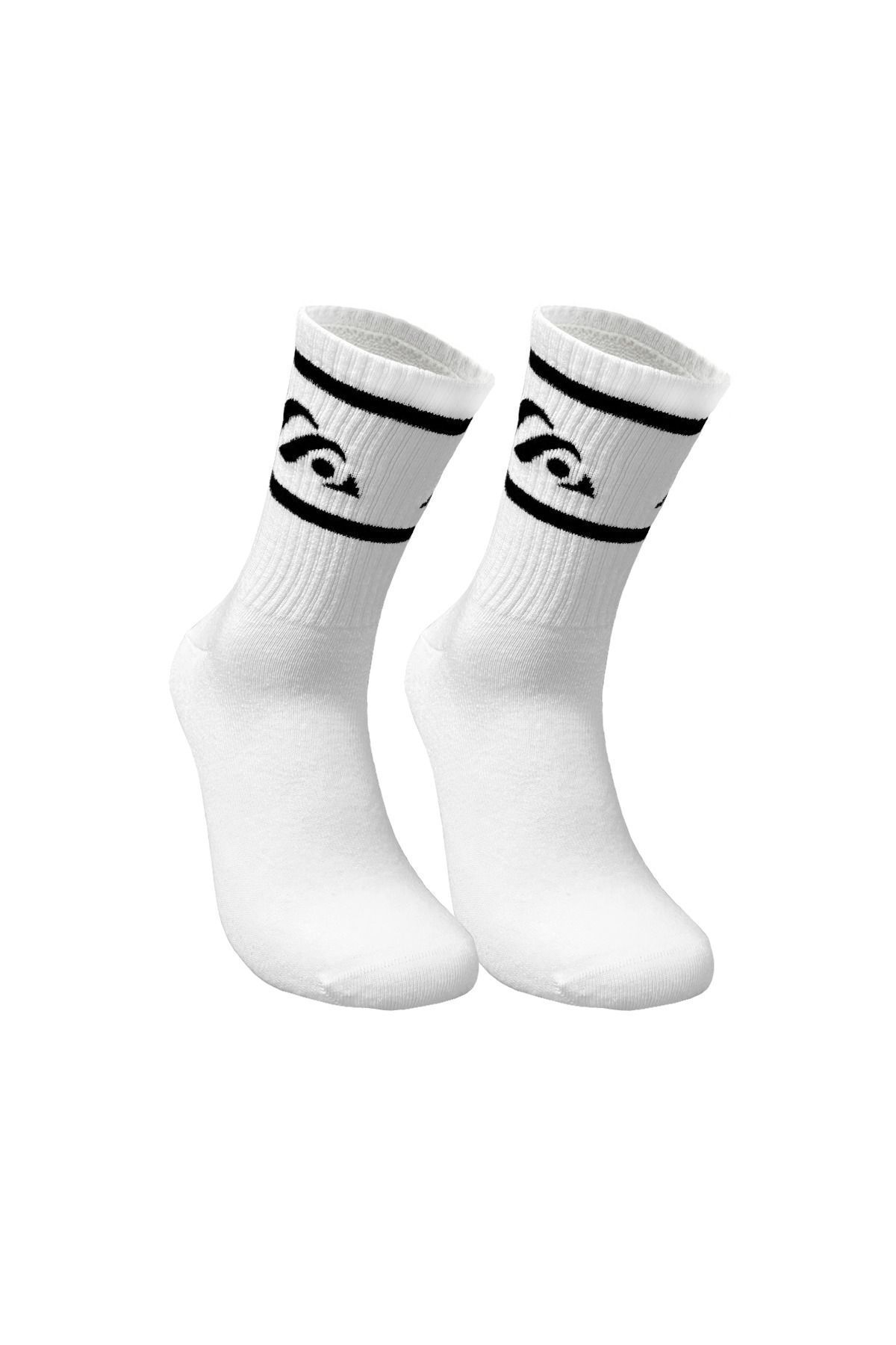 Skadi Mons-Logo Tennis 2 Pack Unisex White Socks 1