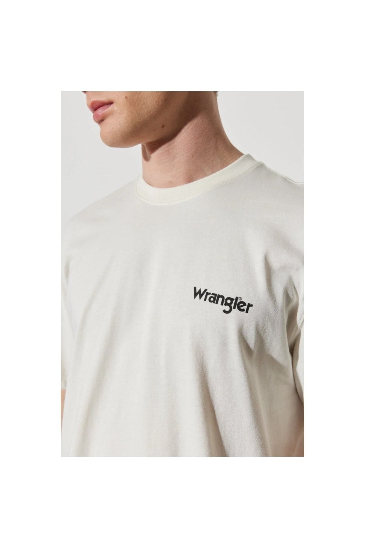 WRANGLER-Men's Ecru Crew Neck T-Shirt 4