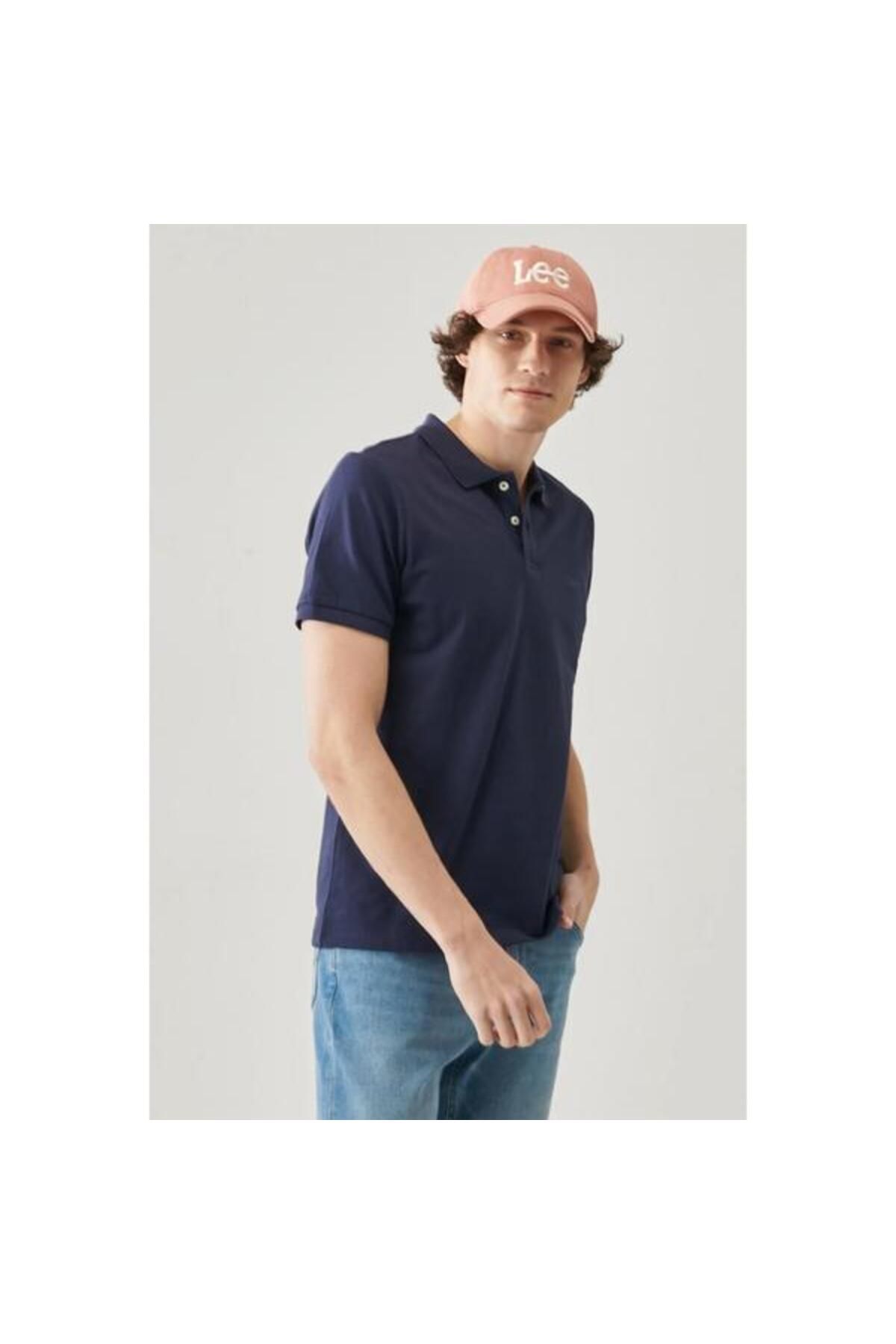 تی شرت یقه پولو آبی مردانه به طور منظم مناسب برش طبیعی چوگان 100 ٪ پنبه T shirt Lee