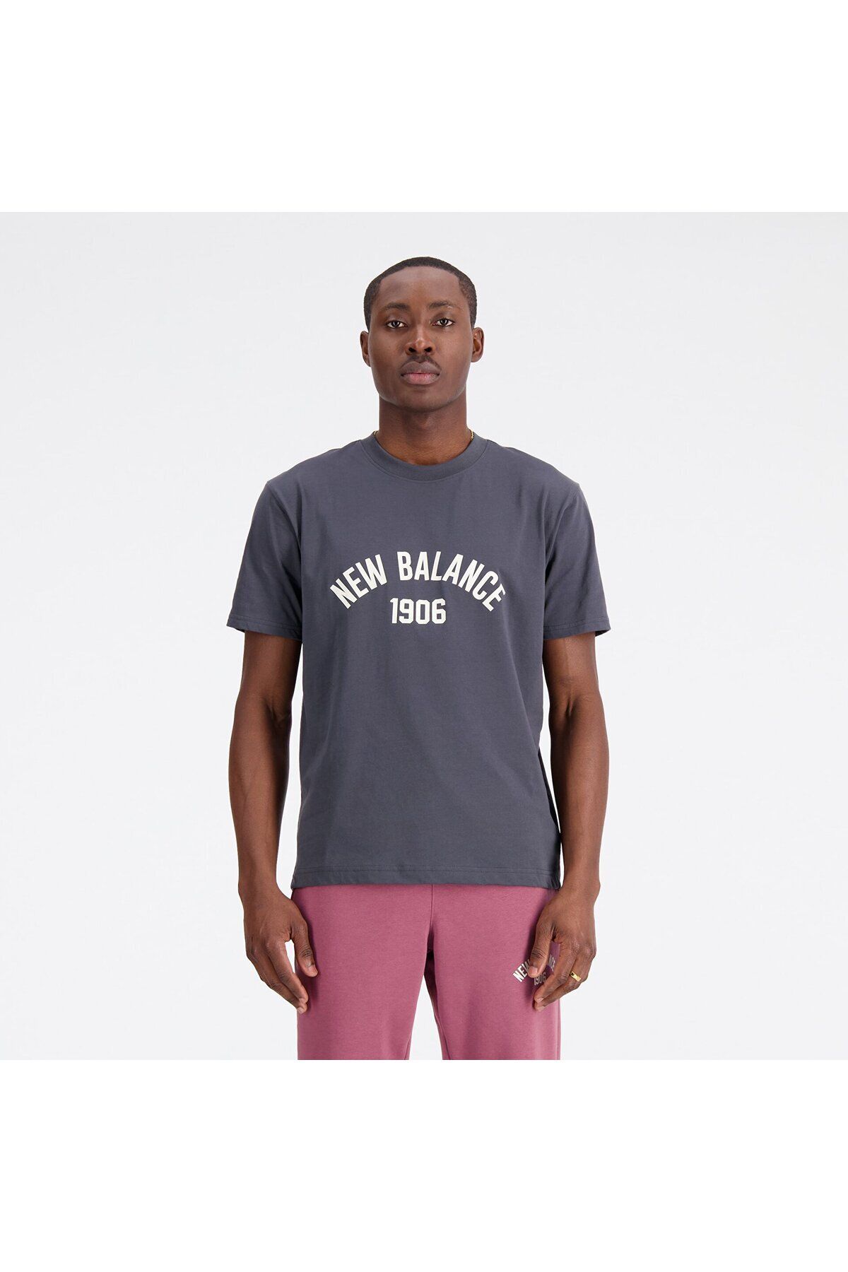 New Balance-1406 Tricou gri pentru bărbați cu gât rotund 2