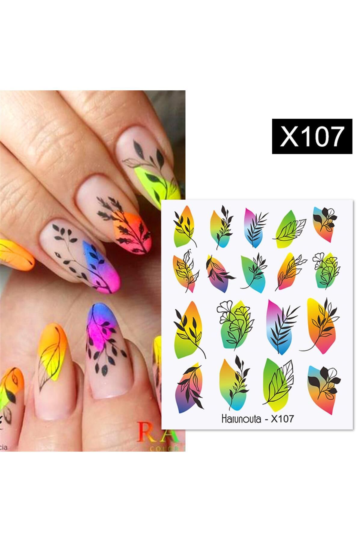 برچسب هنر ناخن انتقال آب X107 (53013-7) tırnakmania