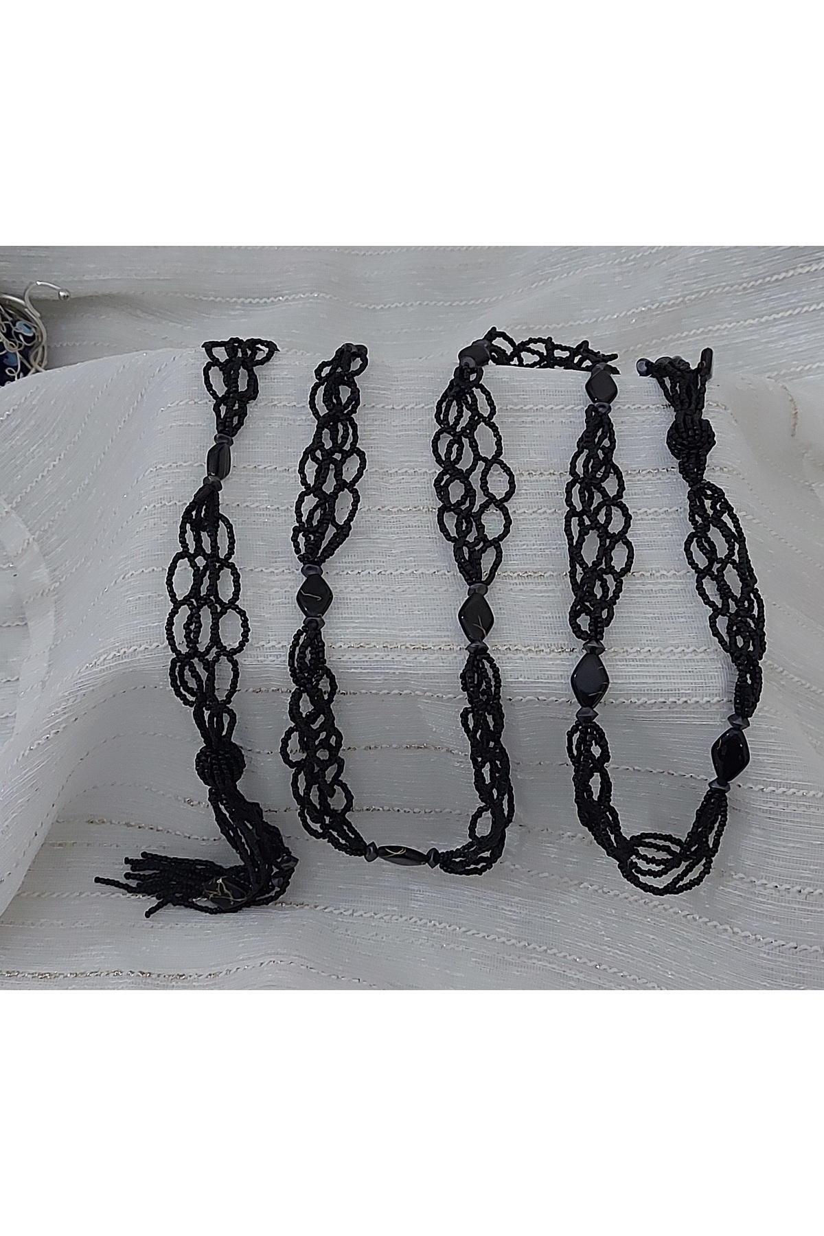 Nej-Crystal Beaded Chain Mesh Scarf (Belt Use) 3