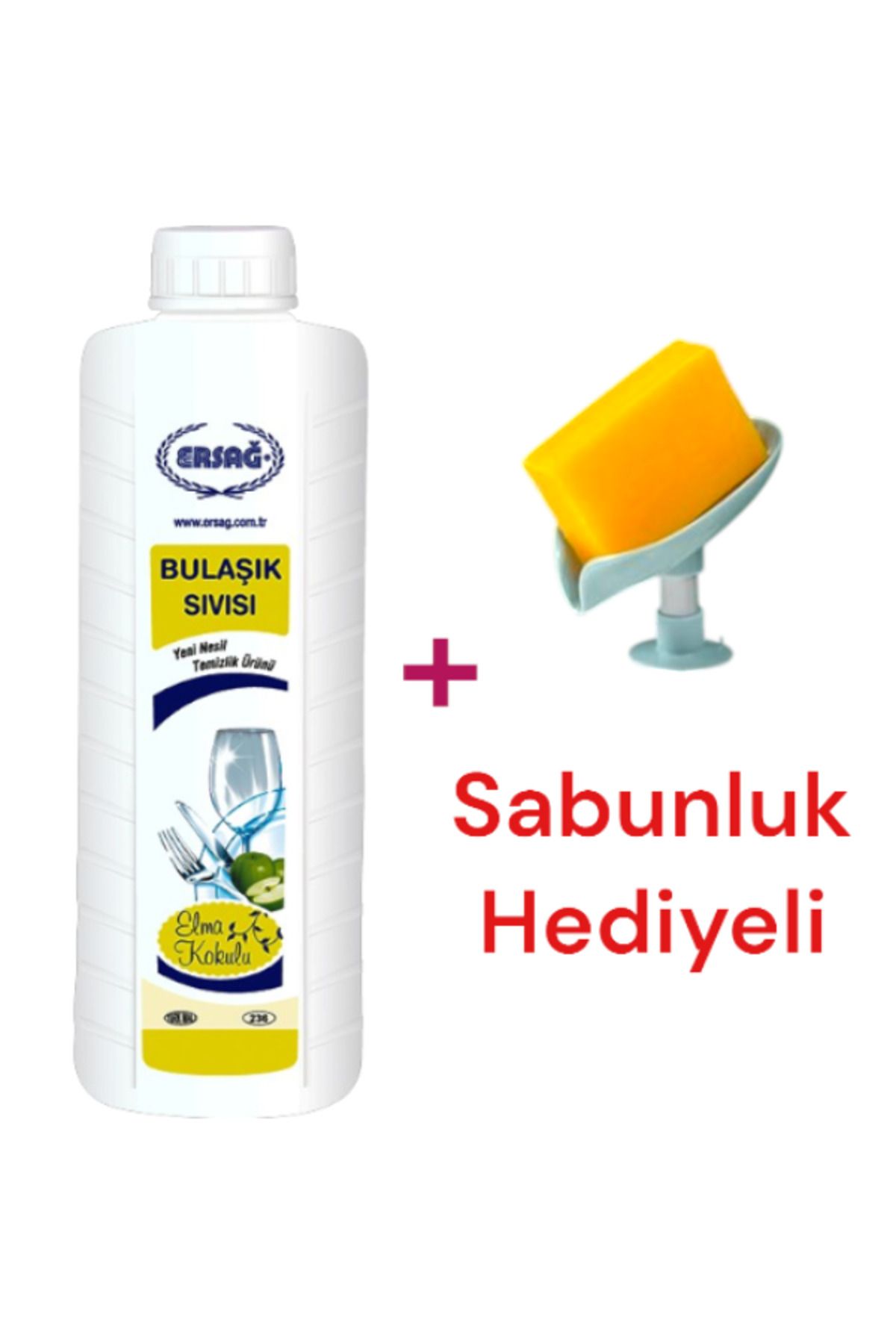 Ersağ Bulaşık Sıvısı (ELMA KOKULU) 1000 ml Sabunluk Hediyeli