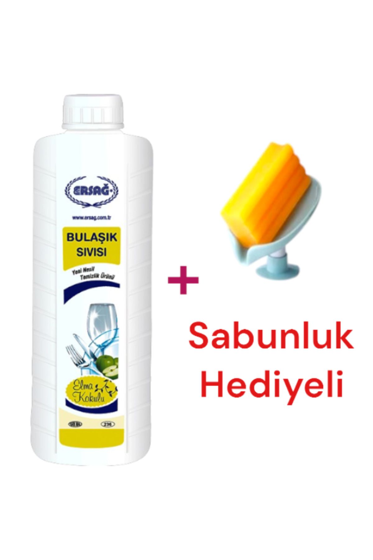 Ersağ Bulaşık Sıvısı (Elma Kokulu) 1000 ML - ( Sabunluk Hediye'li ) 236-4