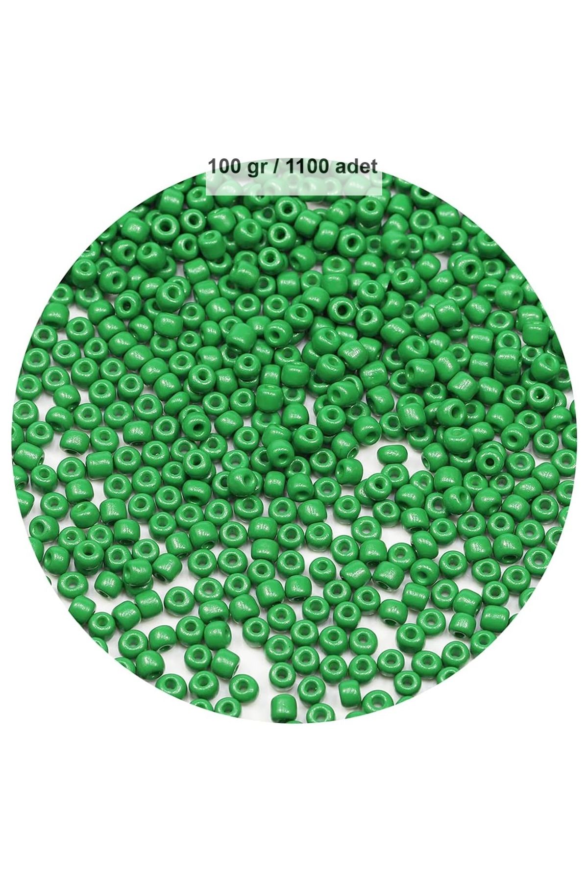 karadağsb Opak Yeşil Renk 4 Mm Yaklaşık 1100 Adet / 100 Gram Cam Boncuk Oya Yazma Bileklik Ve Kolye