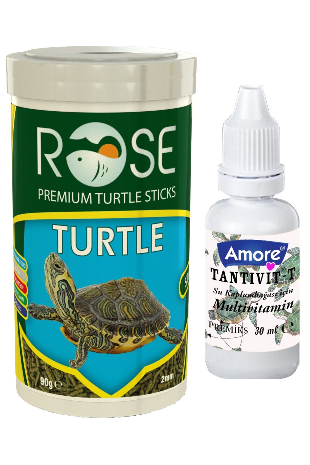 Rose Kaplumbağa Yemi 100ml Turtle Sticks Sürüngen Çubuk Yem, Multivitamin Seti
