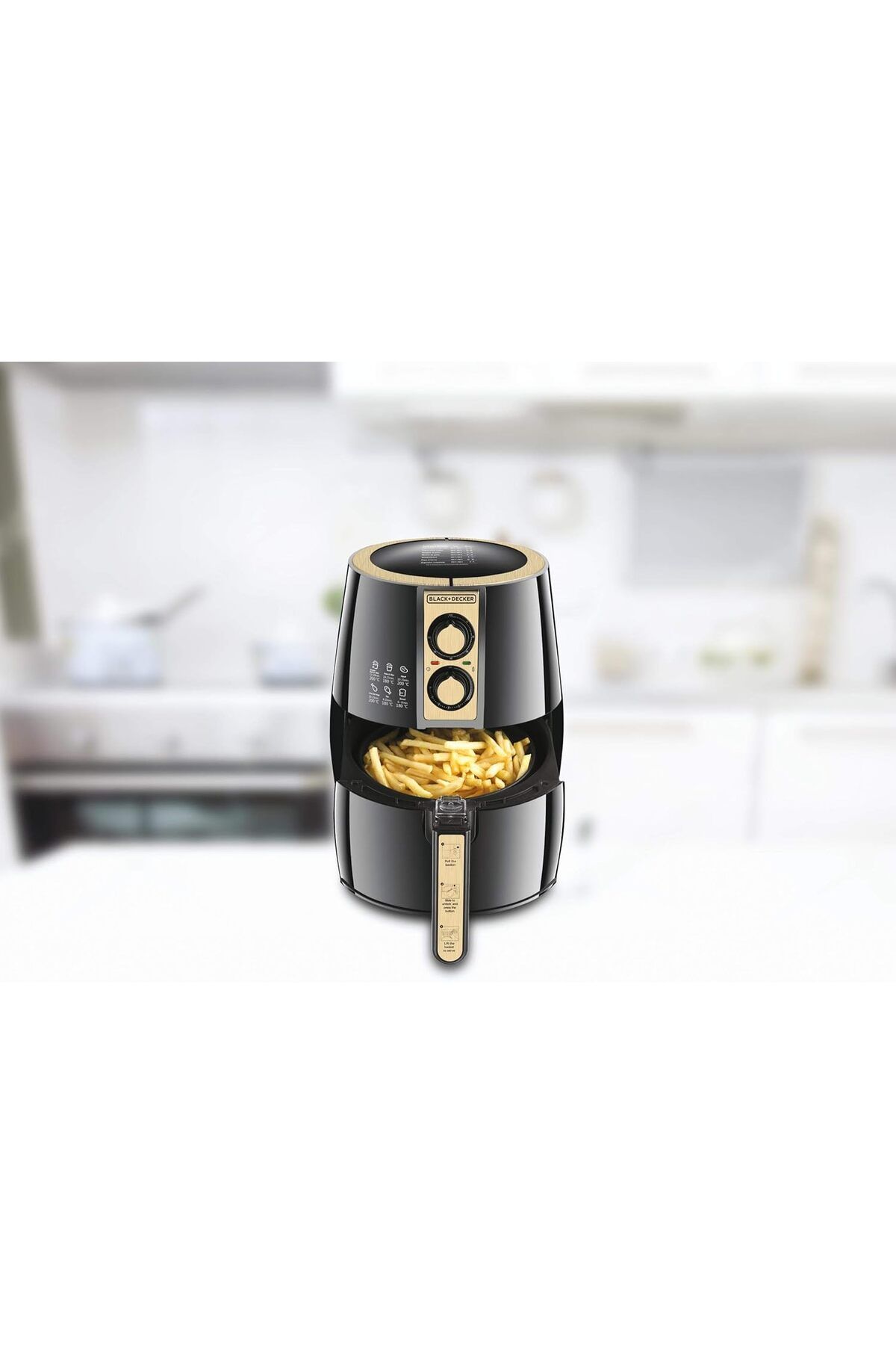 Black&Decker-Black & Decker 4 Liter Air Fryer 1.2Kg Performance Range Aerofry, Black/Gold - Af300-B5 8