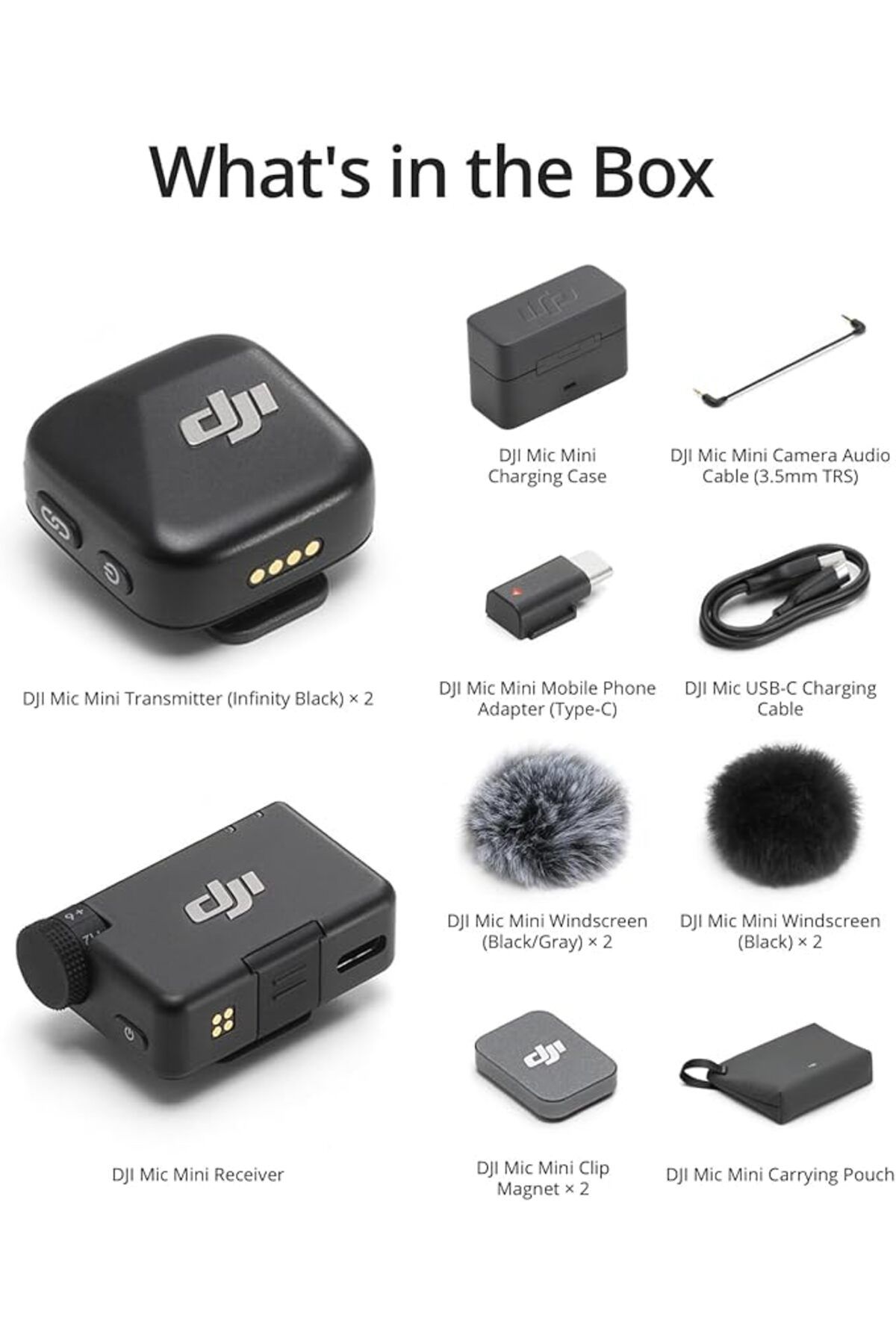 DJI-Mic Mini (2TX+1RX+Charging Case), Noise Cancelling Wireless Mic for Camera/iPhone/Android, Vlog 5