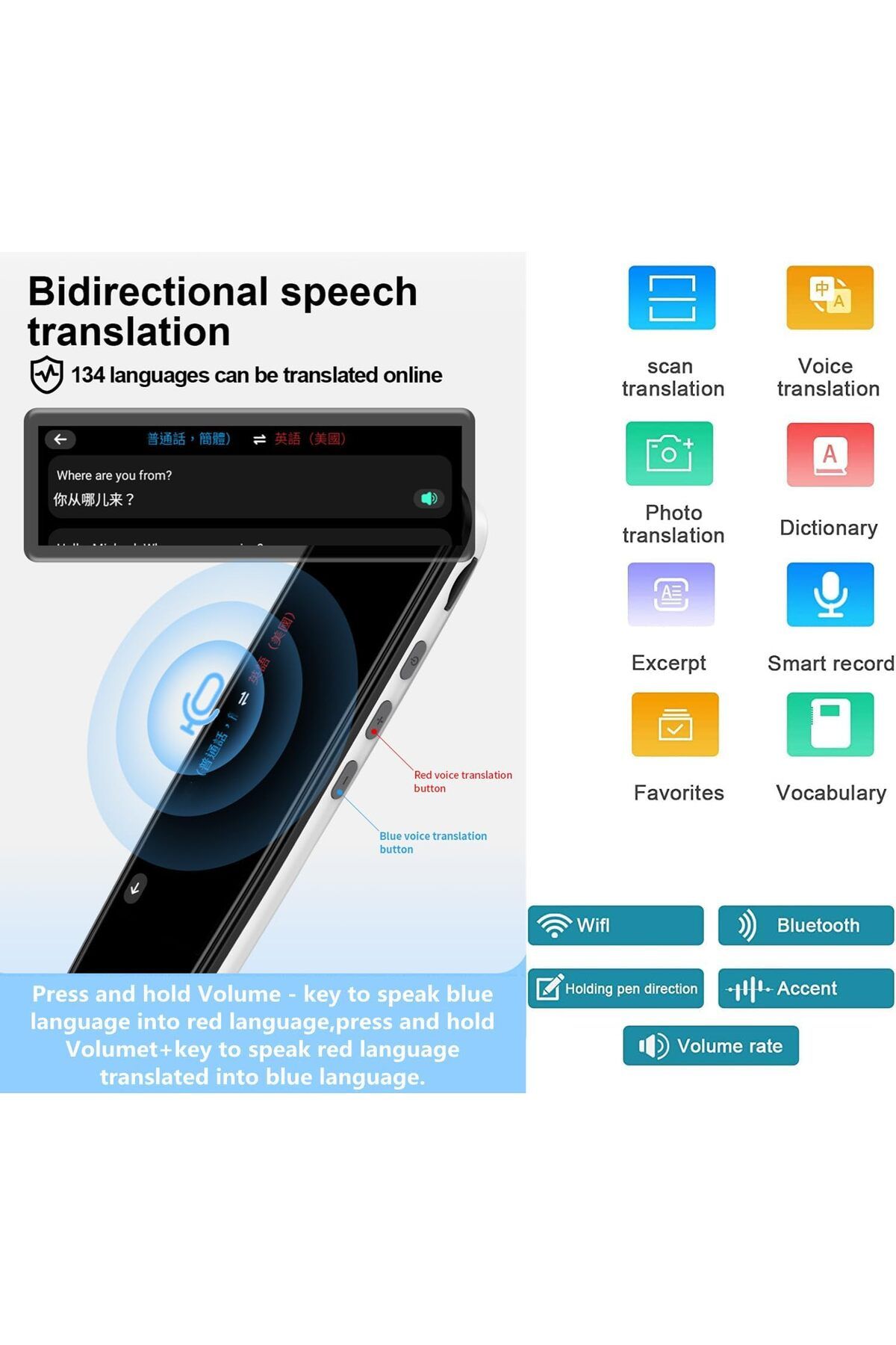 AWH-Translation Pen Scan Reader Pen Text to Speech Device Language Translator Device Support 134 Lan 6