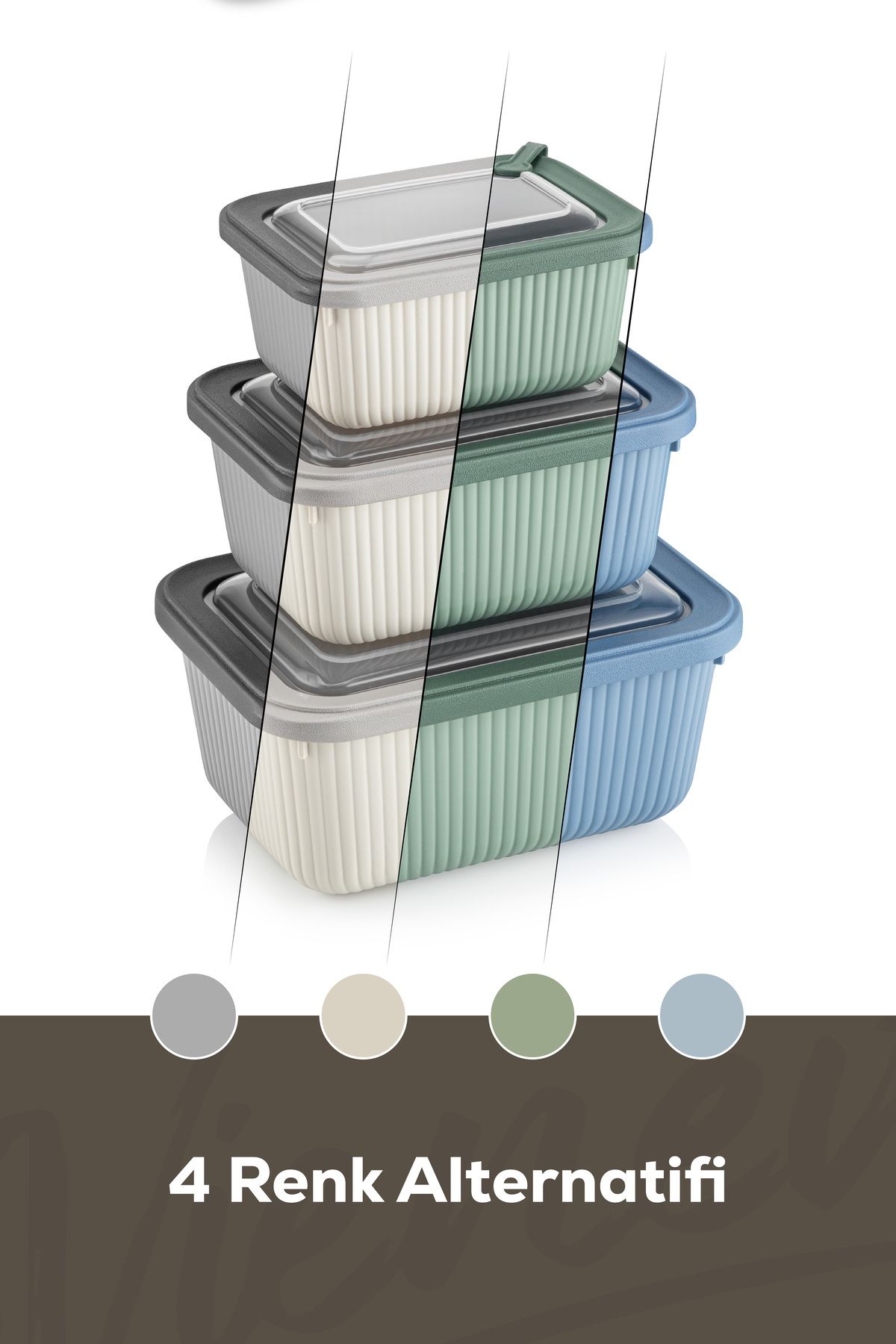 Vienev-Blue 3-Piece Vip Rectangular Microwave & Diffuse Suitable 3-Piece Diaper Set 1750/1050/600 ml 4