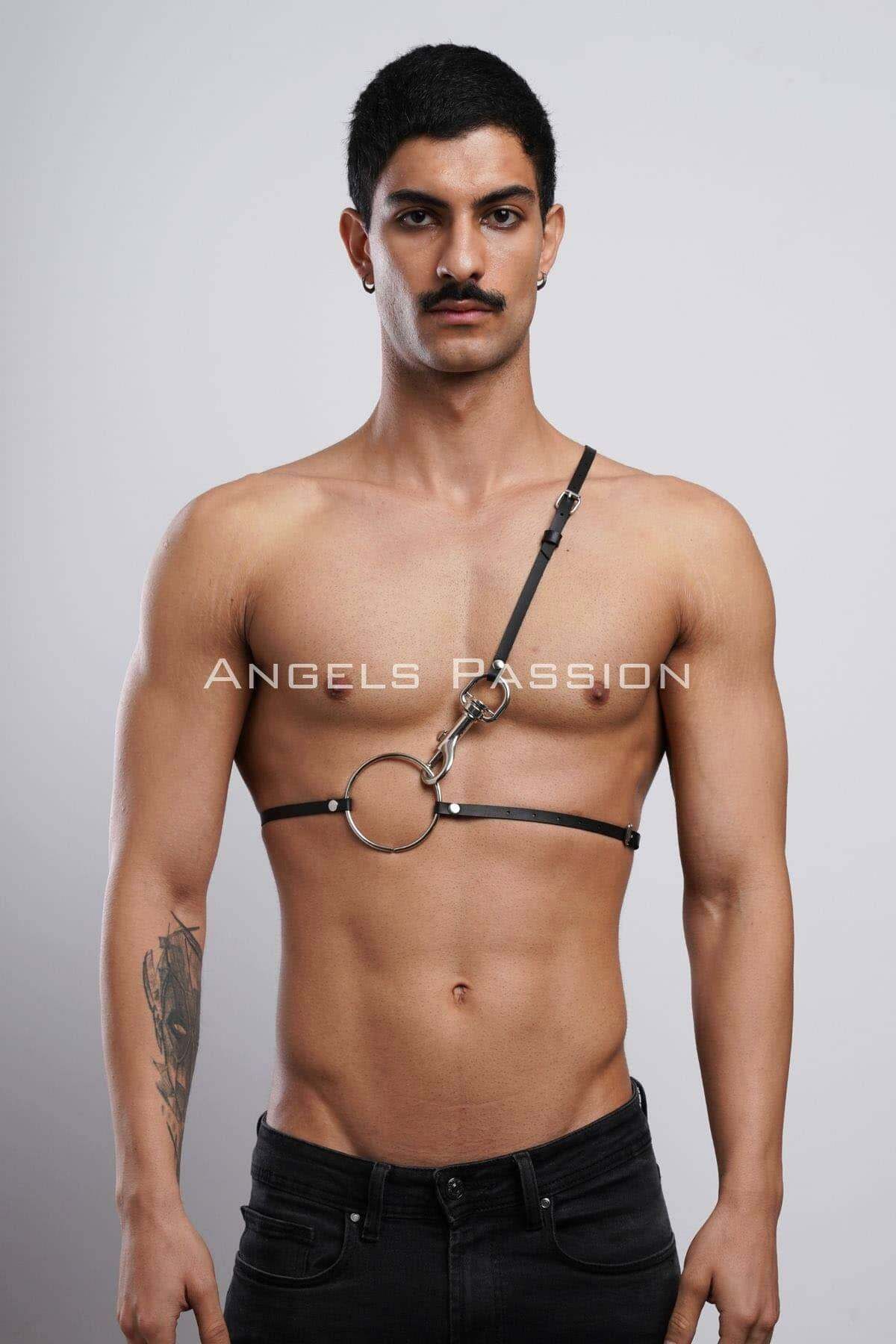 Angels Passion Omuz Detaylı Erkek Deri Göğüs Harness, Gömlek Kemeri