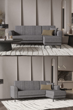 Modalife Rio Köşe Takımı Salon&oturma Odası Açılır Yataklı Bazalı - Gri