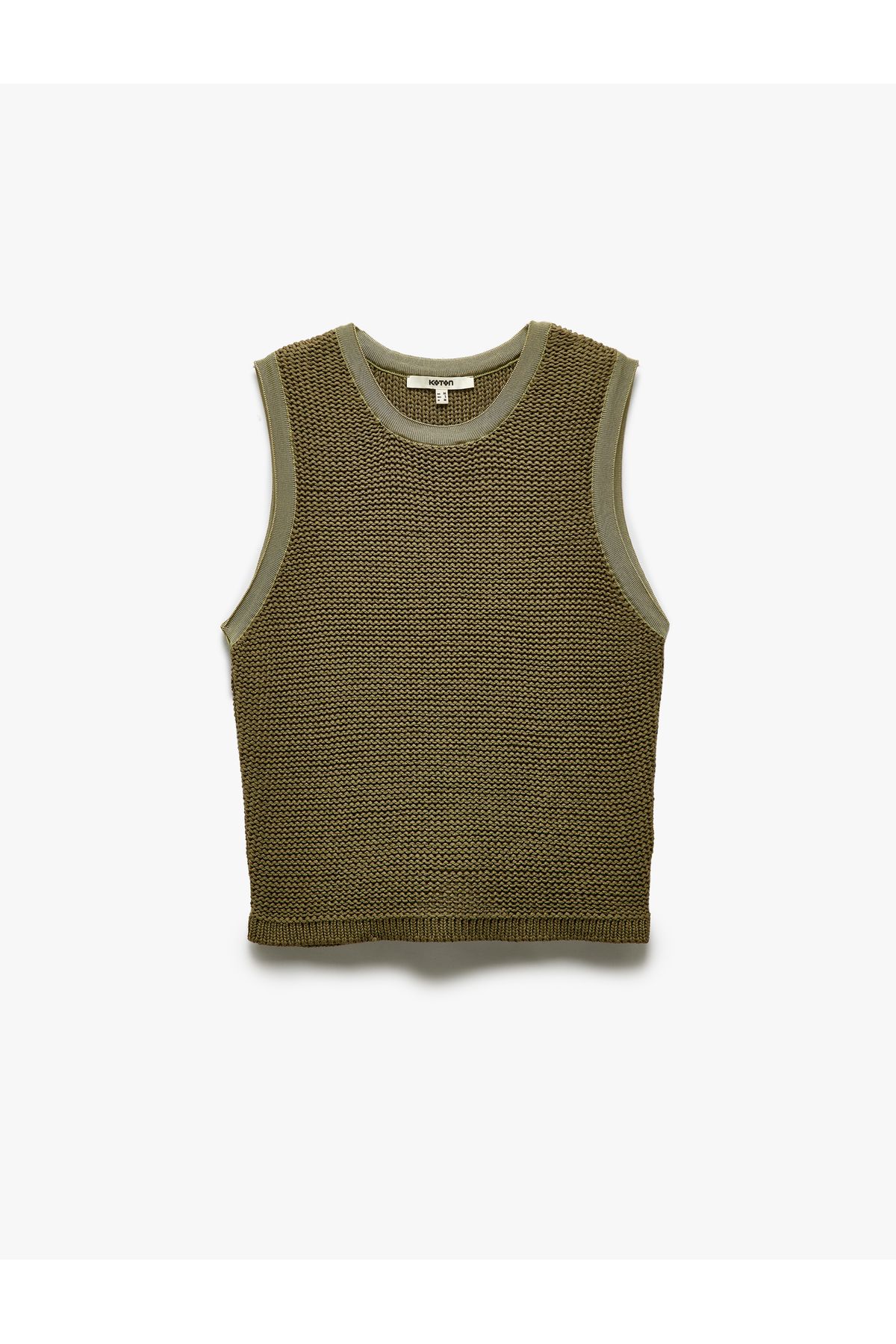 Koton-Crew Neck Sleeveless Textured Knitwear Sweater 3