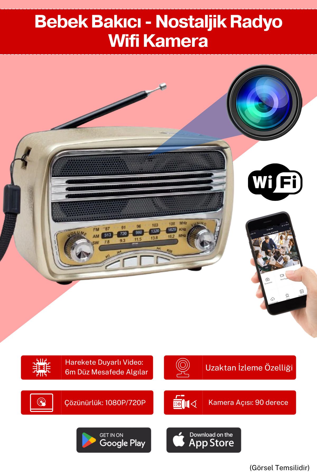 Viontra Tech Nostaljik Radyo Wifi Kamera - Bebek Bakıcı