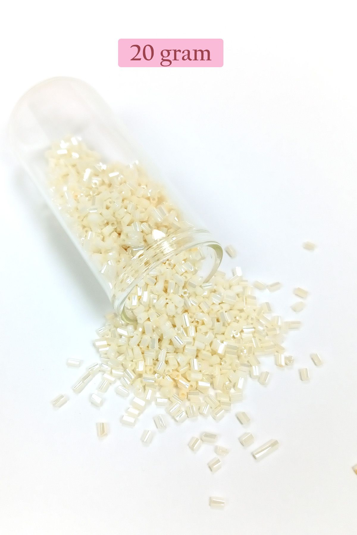 Angoravi Kesme Cam Boncuk 2mm - 20 Gram - Krem -BNC336