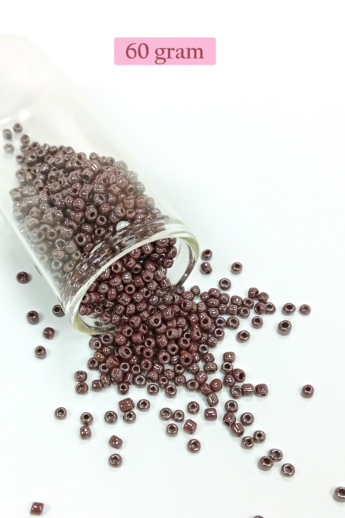 Mu Art Dökme Cam Kum Boncuk (8/0) 3 Mm - 60 Gram - Parlak Koyu Kestane - Bnc209