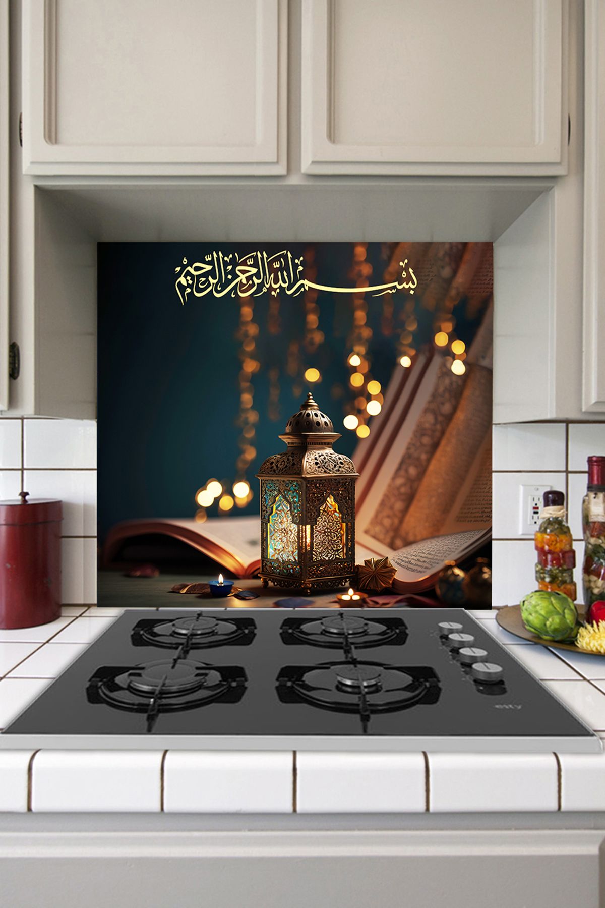 Tilki Dünyası-Besmele Themed Self Adhesive Kitchen Stove Back Foil - 3 1