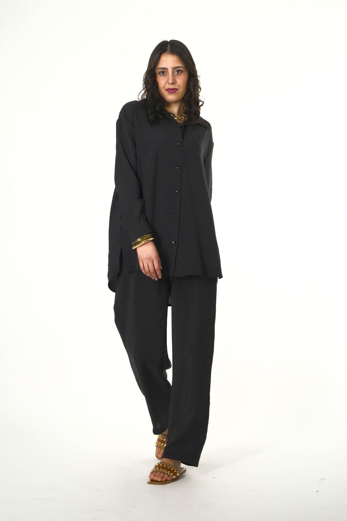 ABBRA-Women's Elastic Waist Solid 100% Modal Summer Shirt Set 3