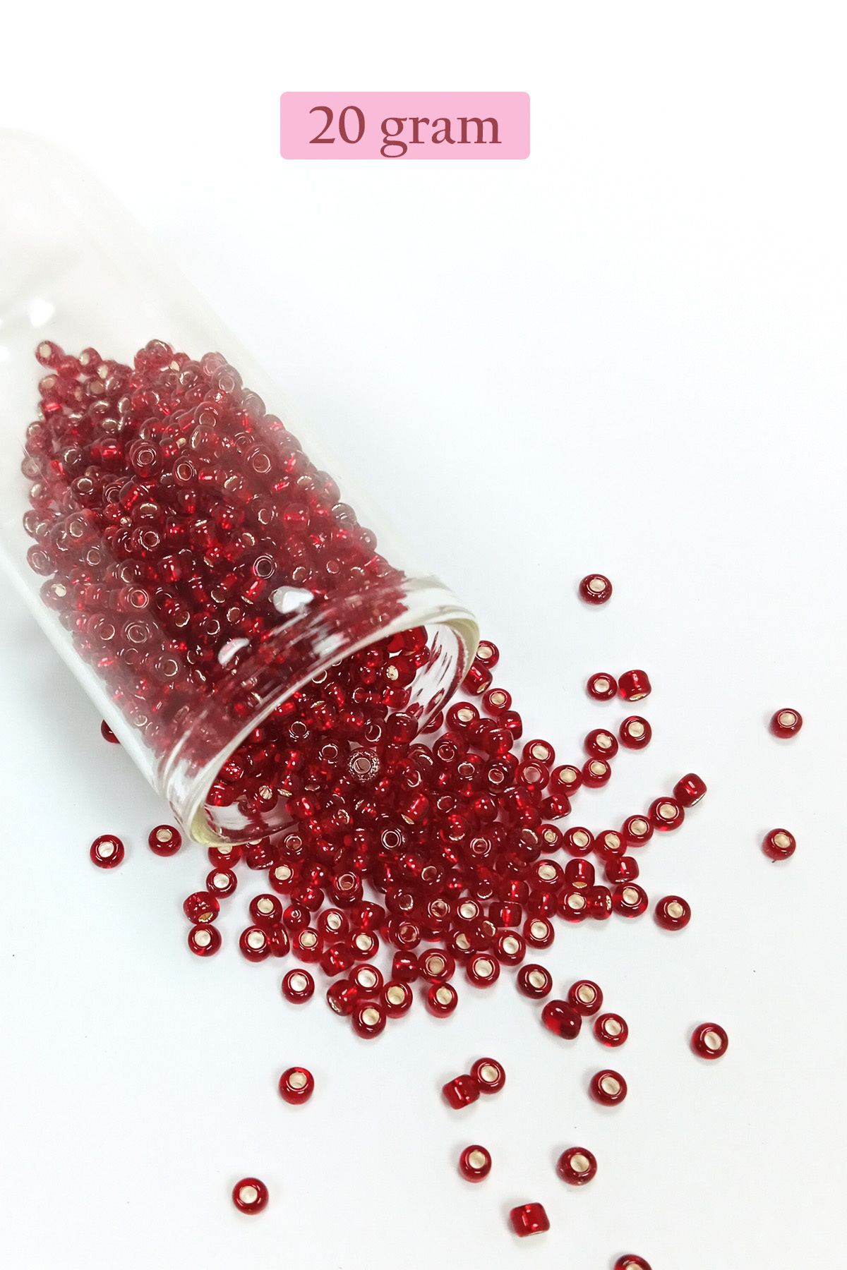Mu Art Dökme Cam Kum Boncuk (8/0) 3 Mm - 20 Gram - Koyu Kırmızı - Bnc183