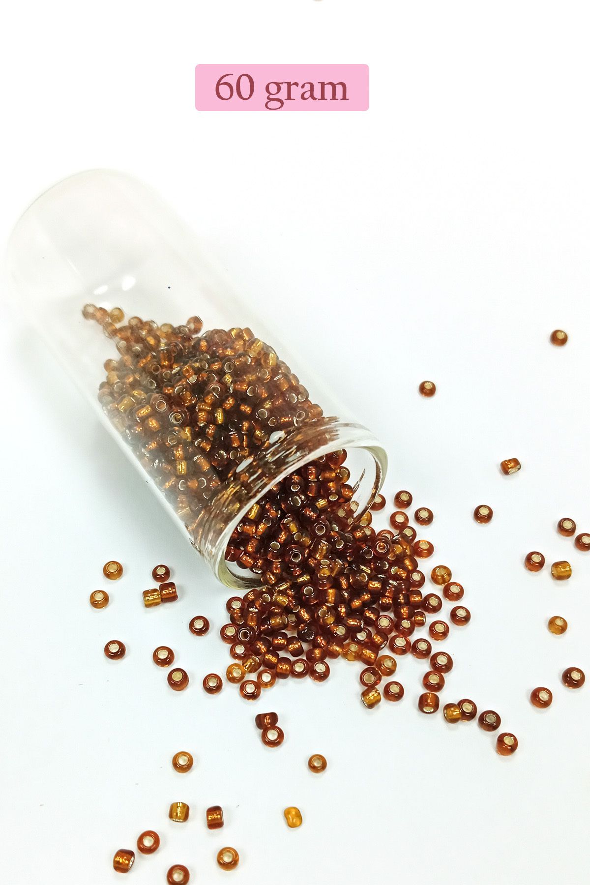 Mu Art Dökme Cam Kum Boncuk (8/0) 3 Mm - 60 Gram - Şeffaf Kahve - Bnc198