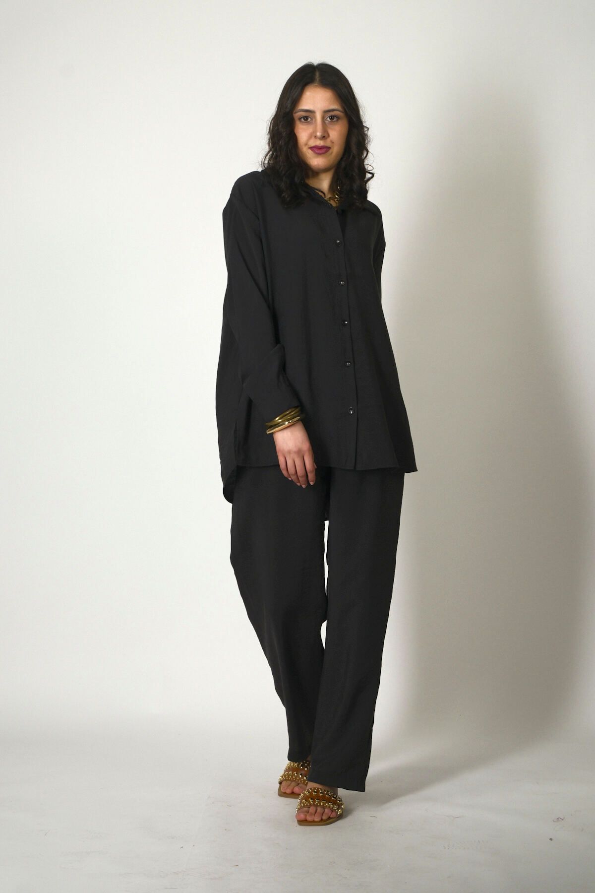 ABBRA-Women's Elastic Waist Solid 100% Modal Summer Shirt Set 4