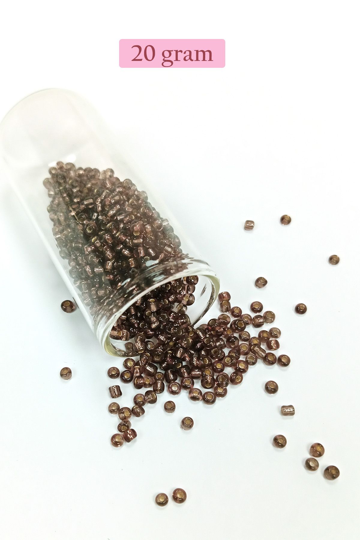 Mu Art Dökme Cam Kum Boncuk (8/0) 3 Mm - 20 Gram - Şefaff Alacalı Kahve - Bnc172