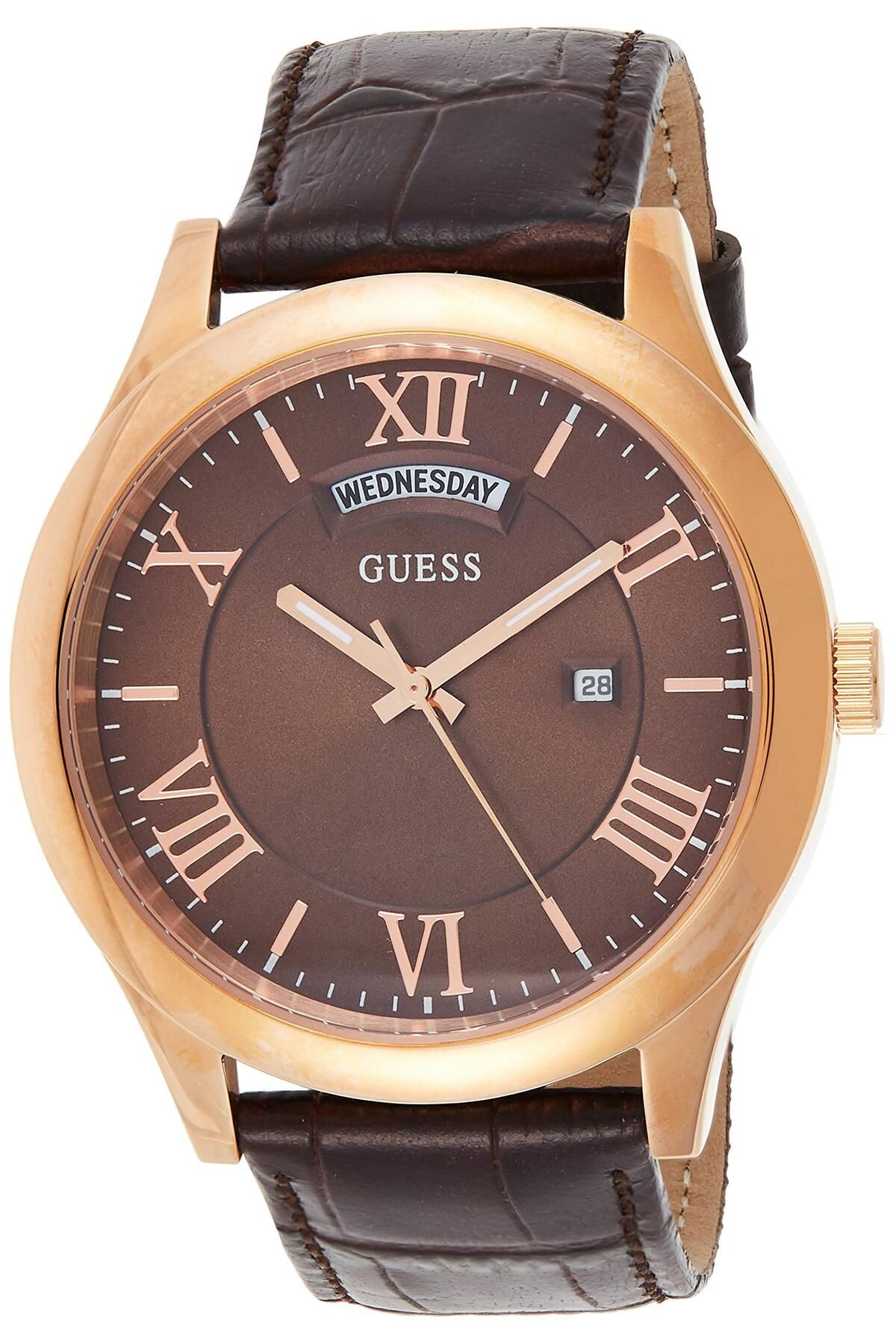 Guess-Men's Brown Dial Leather Band Watch - W0792G3 1