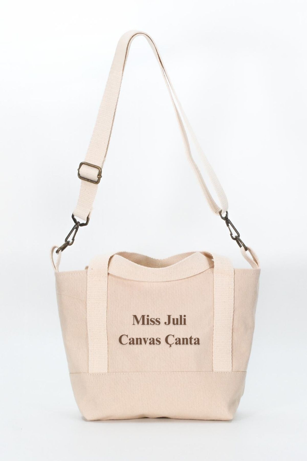 MISS JULİ-Canvas Zipper Bag Adjustable Cross Strap Women's Hand and Shoulder Bag 2