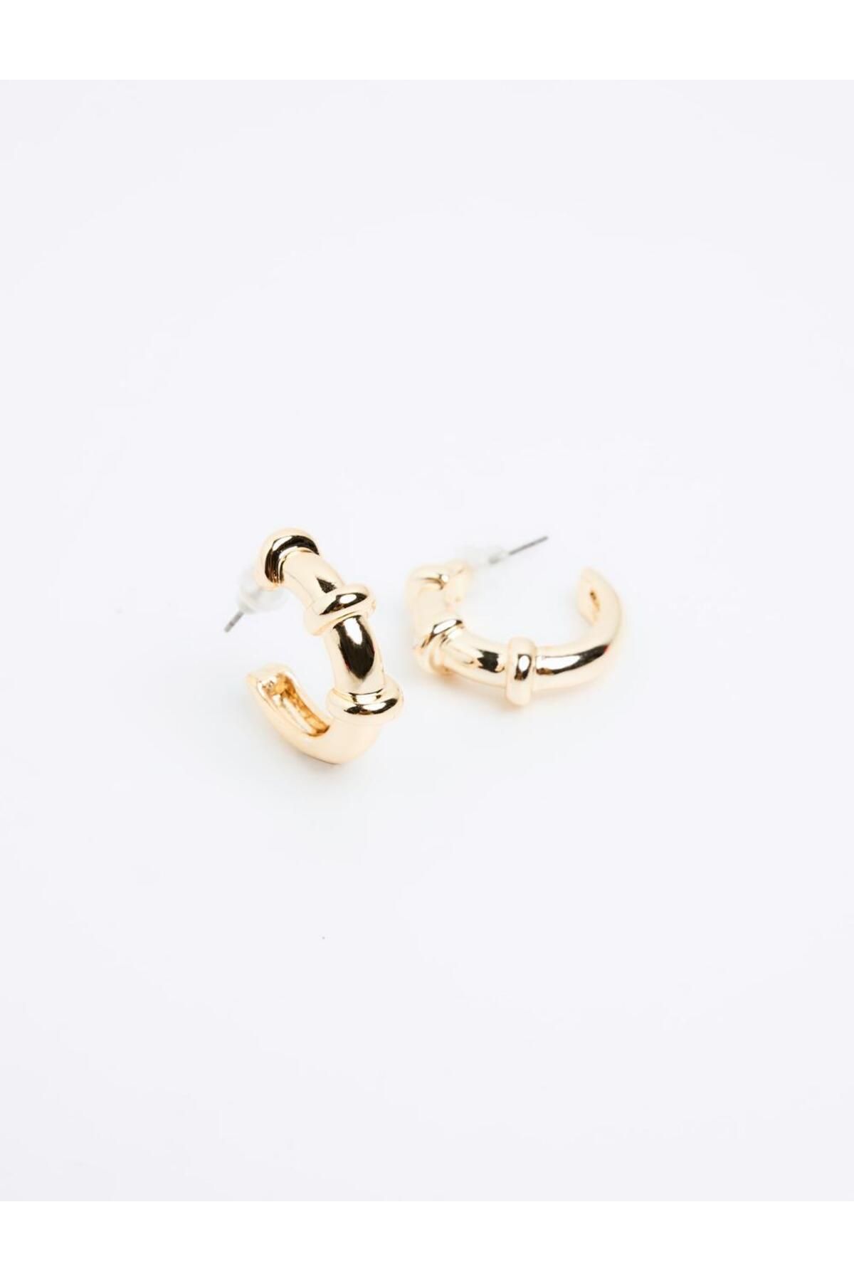 Jimmy Key-Gold Color Ring Figured Metal Earrings 2