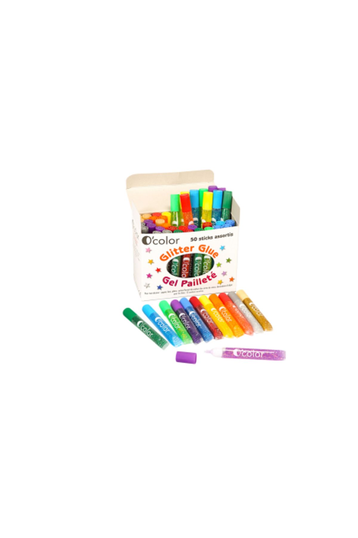 OColor Set 50 Flacoane Lipici Glitter In 12 Culori Asortate - One Size